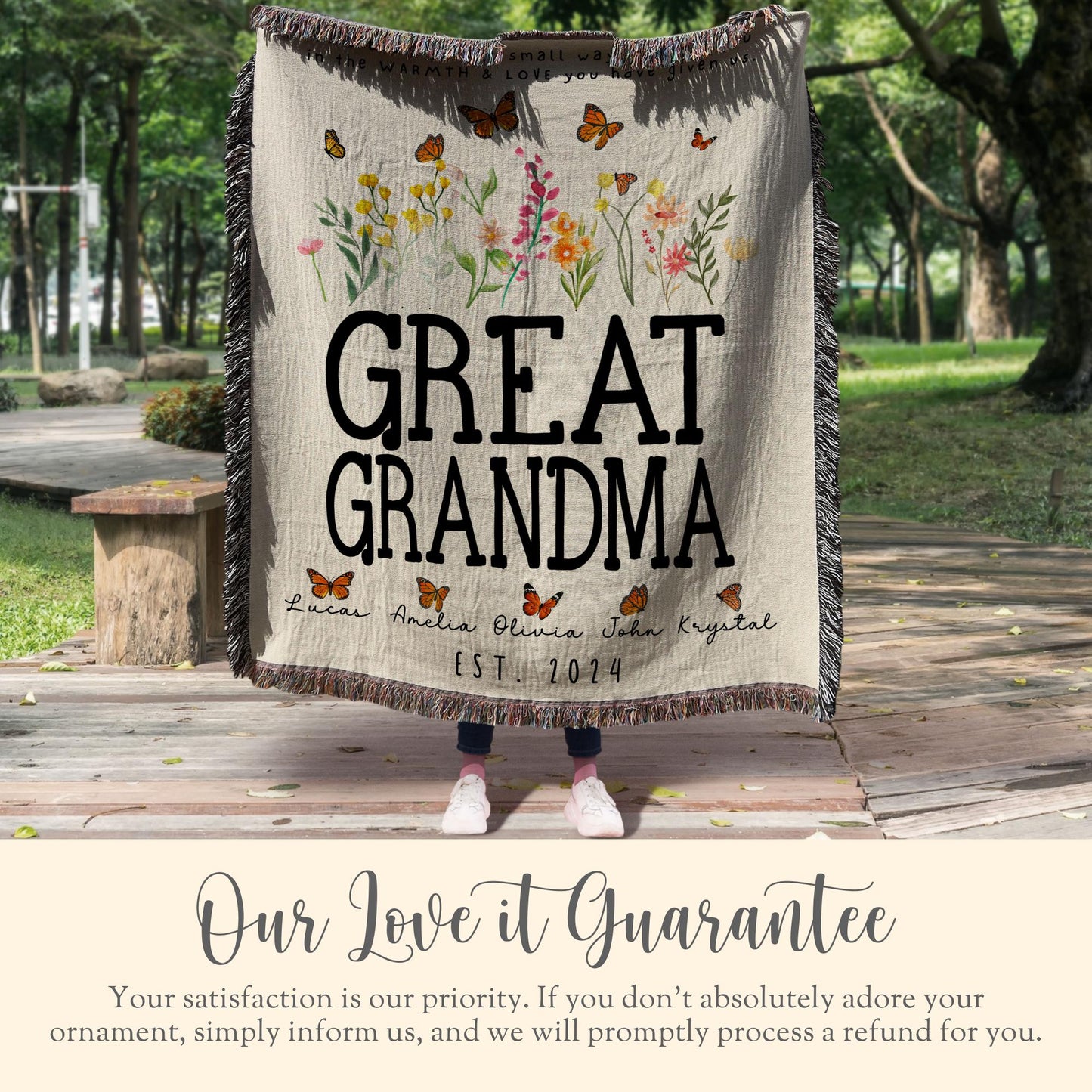 Personalized Great Grandma Woven Blanket Gift For Great Grandma Tapestry Mothers Day Gift Grandmother Throw Christmas Gift Grandkid Name