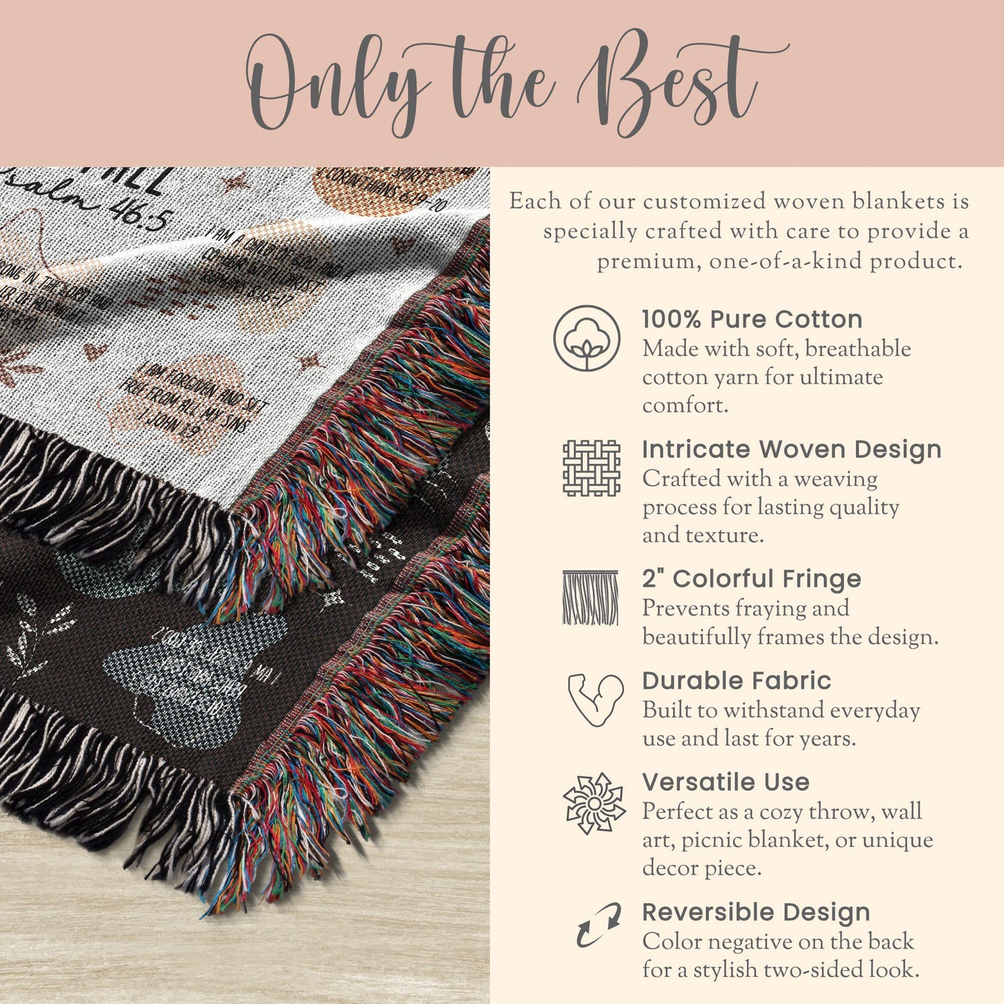 Personalized Scripture Verse Woven Blanket Gift For Christian Bible Verse Blanket Scripture Verse Woven Throw Scripture Verse Tapestry