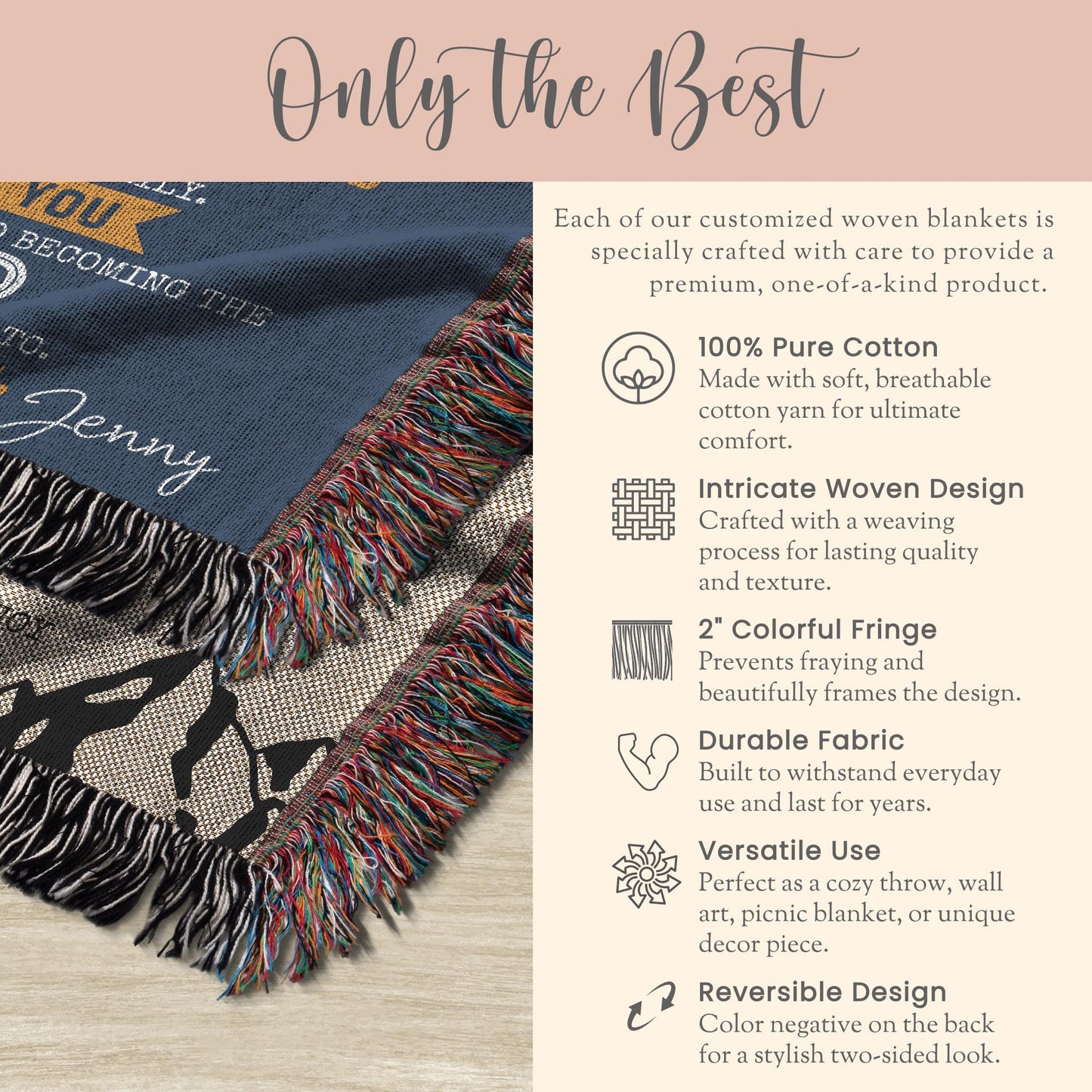 Personalized Bonus Dad Woven Blanket Gift For Bonus Dad Tapestry Fathers Day Gift Stepdad Throw Blanket Christmas Gift From Bonus Daughter