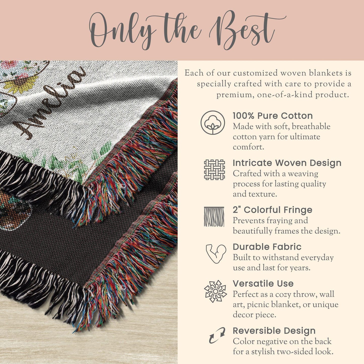 Personalized Nana Woven Blanket Gift For Nana Tapestry Nana Mothers Day Gift Nana Keepsake Blanket Grandma Woven Throw Nana Christmas Gift