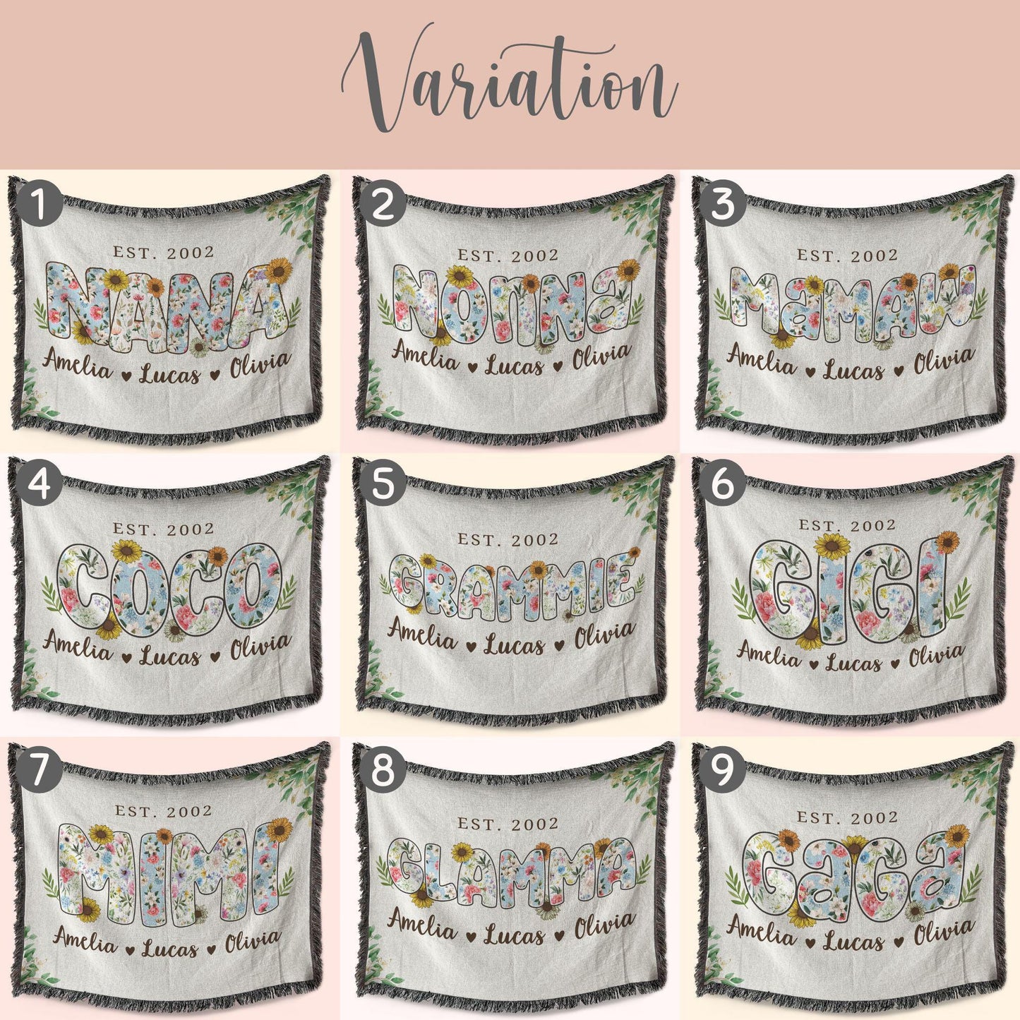 Personalized Nana Woven Blanket Gift For Nana Tapestry Nana Mothers Day Gift Nana Keepsake Blanket Grandma Woven Throw Nana Christmas Gift
