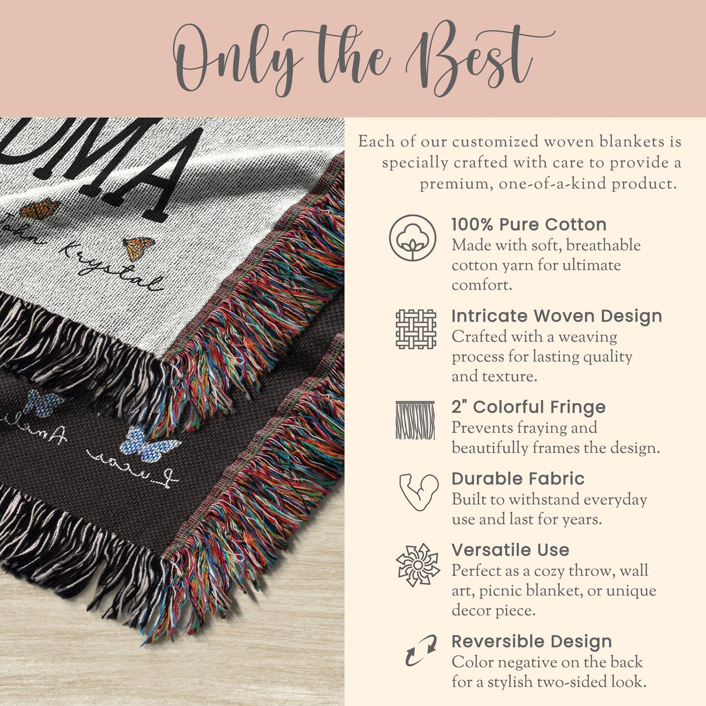 Personalized Great Grandma Woven Blanket Gift For Great Grandma Tapestry Mothers Day Gift Grandmother Throw Christmas Gift Grandkid Name
