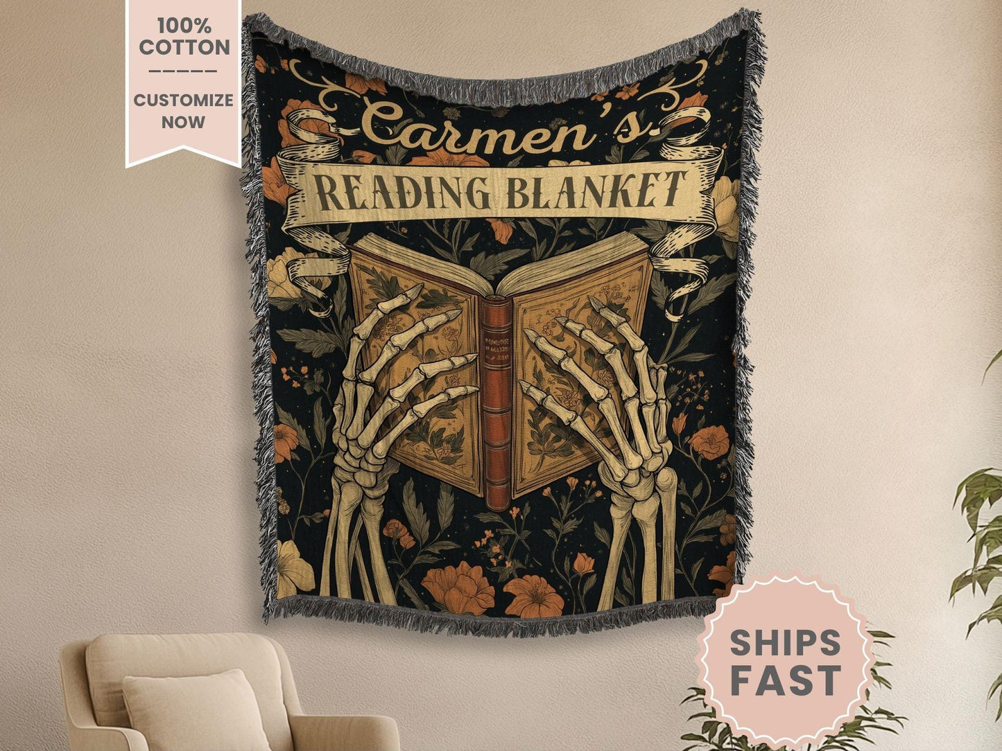 Book Lovers Reading Woven Blanket Gift