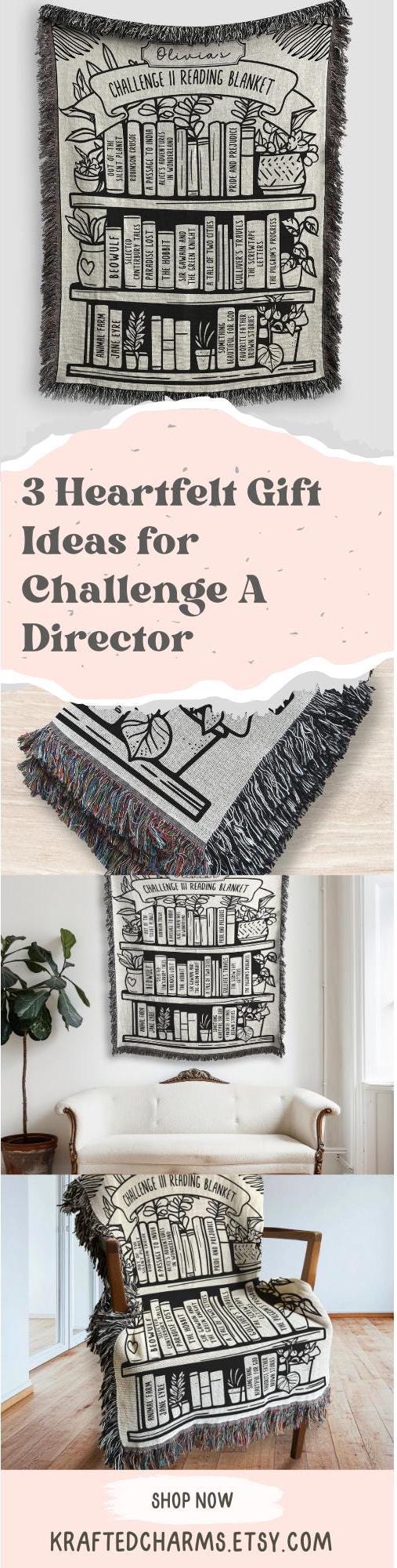 Personalized CC Challenge II Reading Woven Blanket Gift For CC Director Challenge 2 Student Year End Gift Challenge 2 Director Throw Gift