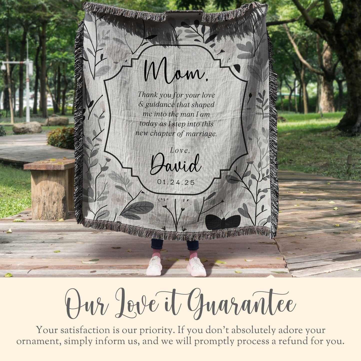Personalized Mother of the Groom Woven Blanket Gift for Mother of the Groom Tapestry Wedding Day Gift Mom of Groom Woven Throw From Bride