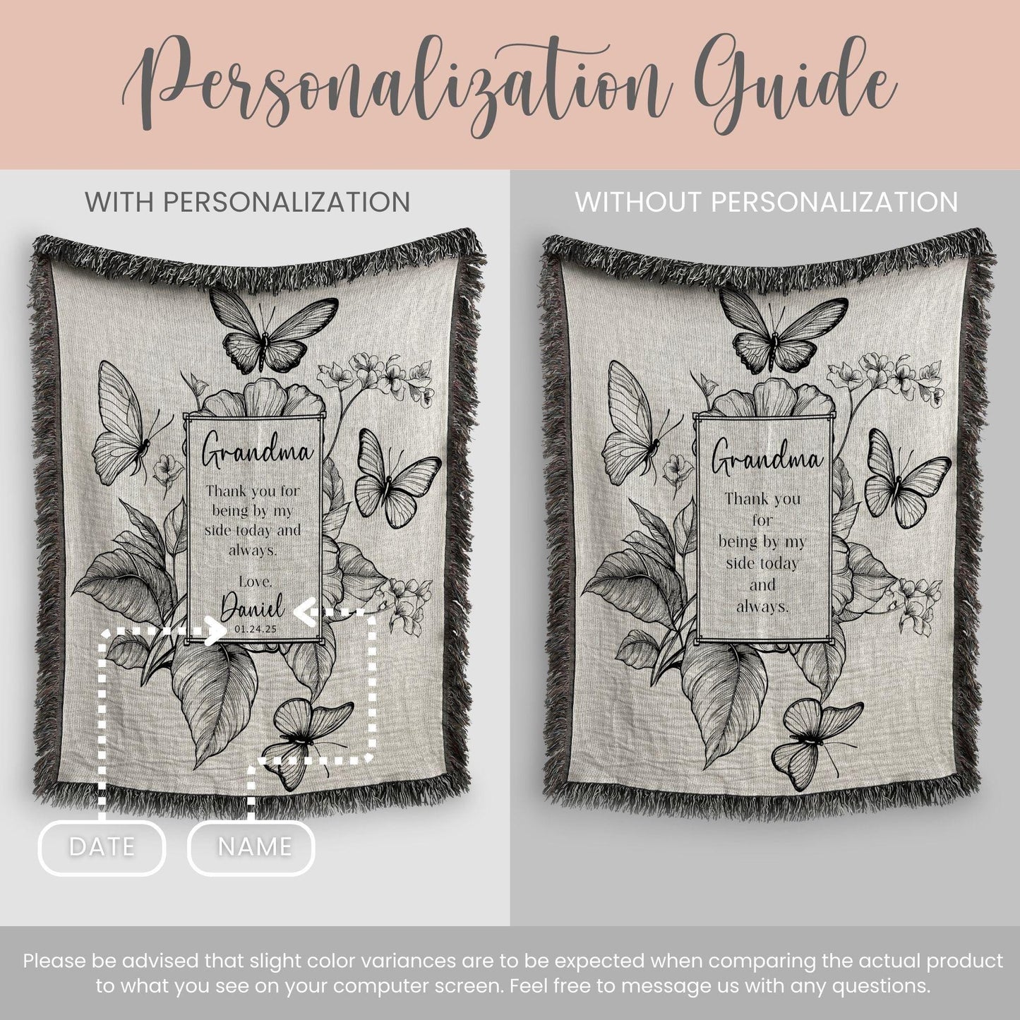 Personalized Grandma of the Groom Woven Blanket Gift for Groom Grandma Tapestry Wedding Day Gift Grandmother Keepsake Blanket From Bride