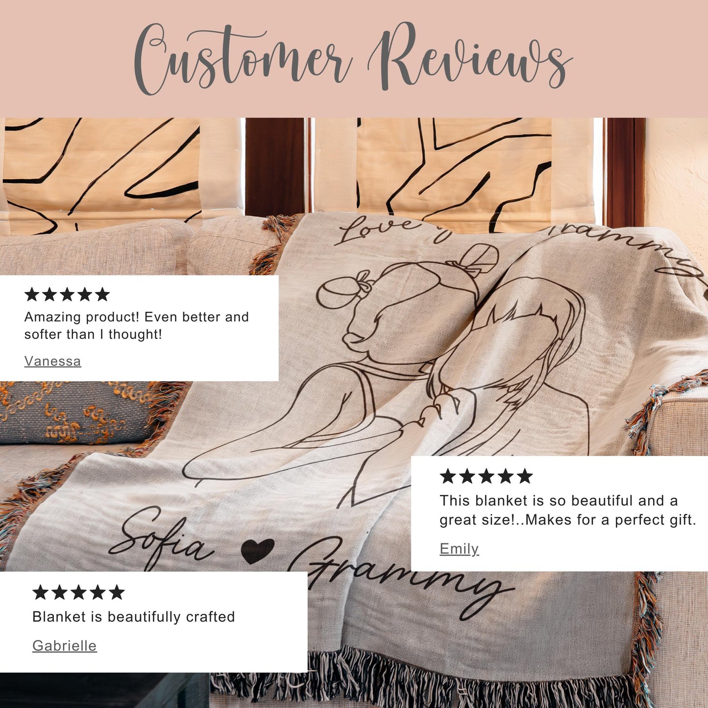 Grammy Portrait Blanket
Grammy line drawing woven blanket