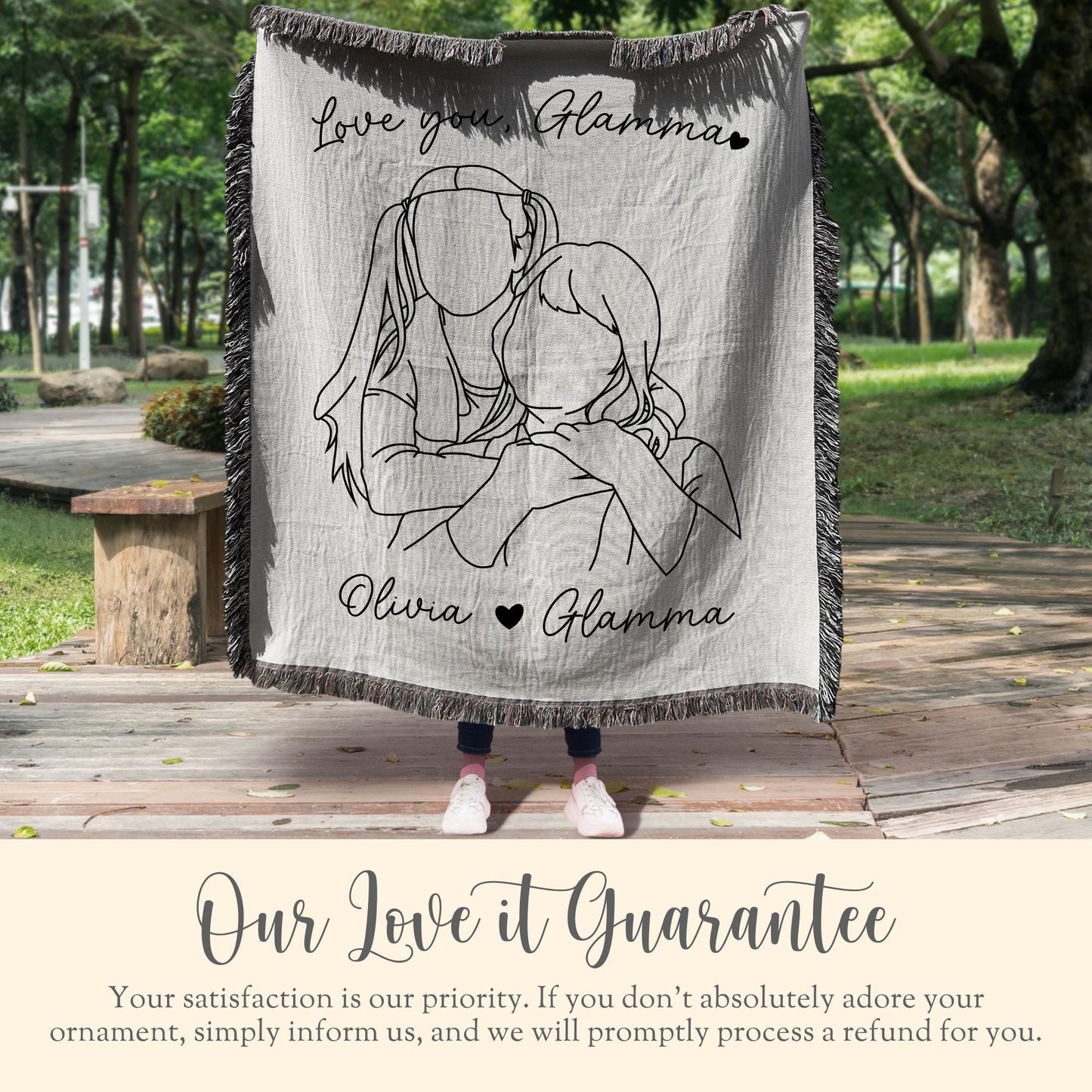 Personalized Glamma Line Art Portrait Woven Blanket Gift for Glamma Art Tapestry Mothers Day Gift Glamma Faceless Drawing Throw Wall Decor