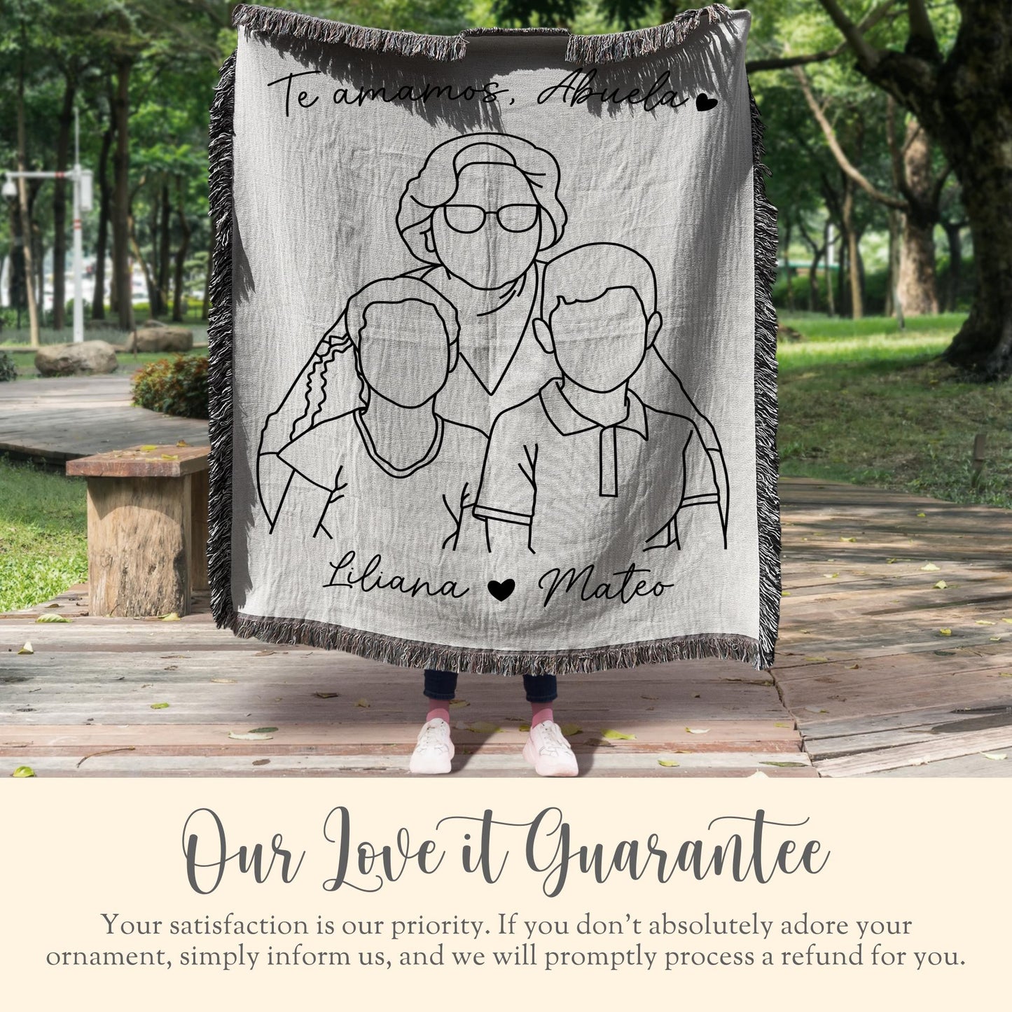 Personalized Abuela Line Art Portrait Woven Blanket Gift for Abuela Line Drawing Woven Throw Mothers Day Gift Abuelita Portrait Wall Decor