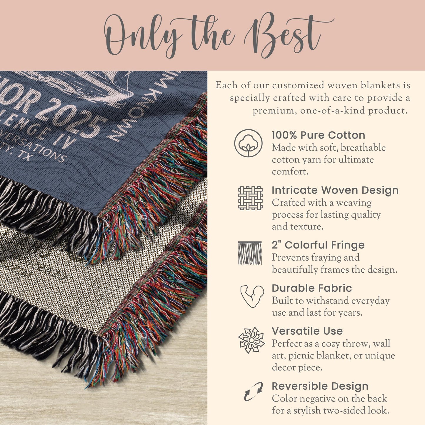 Personalized CC Challenge IV Woven Blanket Gift For Classical Conversations Senior Class Tapestry Year End Gift CC Senior Woven Throw Sail