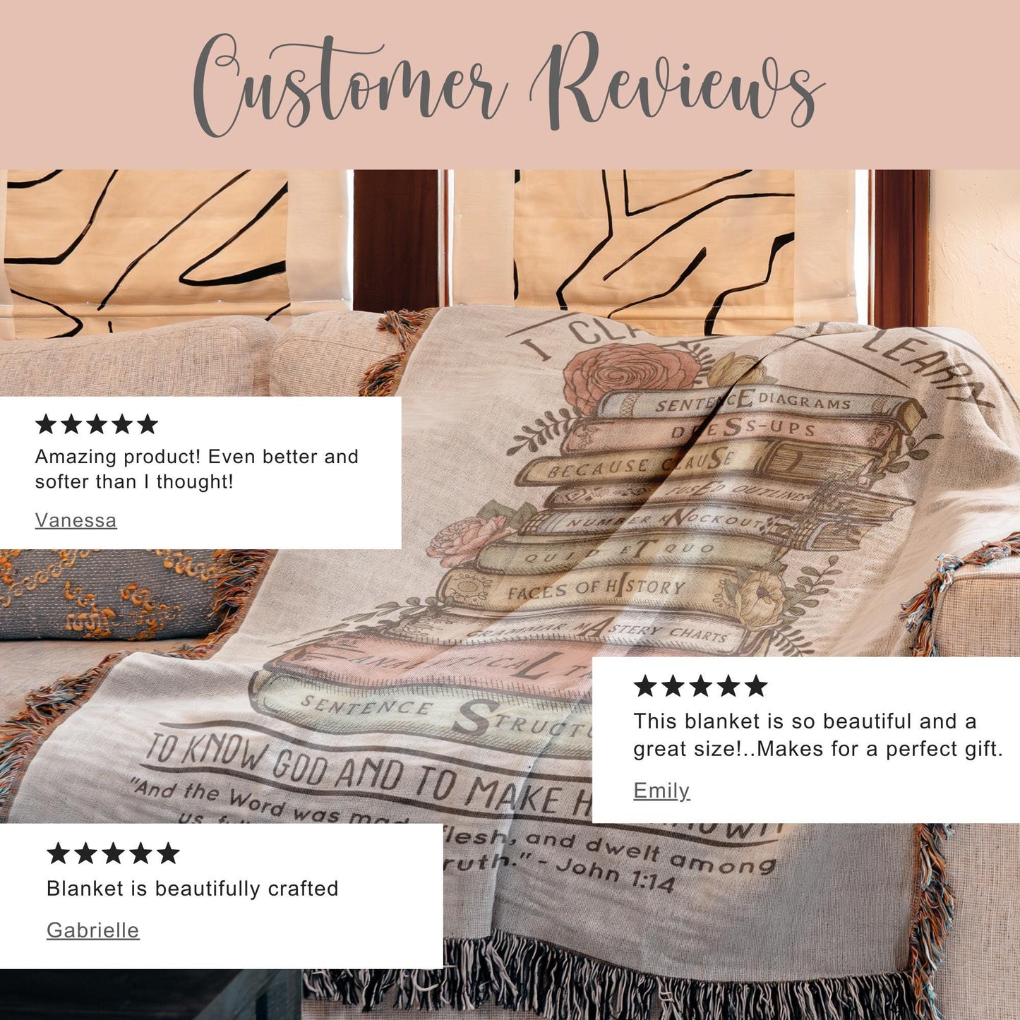 CC Essentials Woven Blanket Gift For CC Essentials Tutor Tapestry Classical Conversations Grammar Woven Throw Homeschool Gift To Know God