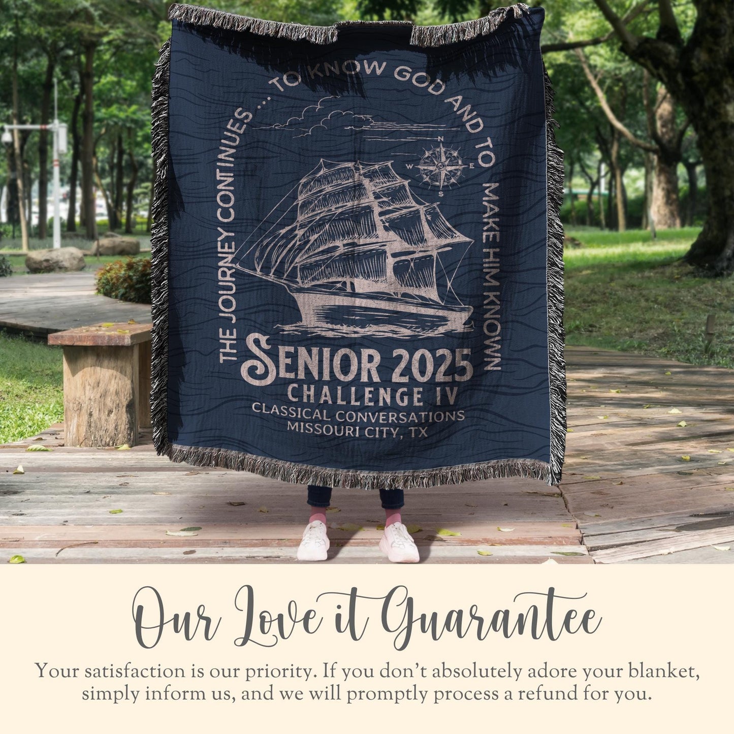 Personalized CC Challenge IV Woven Blanket Gift For Classical Conversations Senior Class Tapestry Year End Gift CC Senior Woven Throw Sail