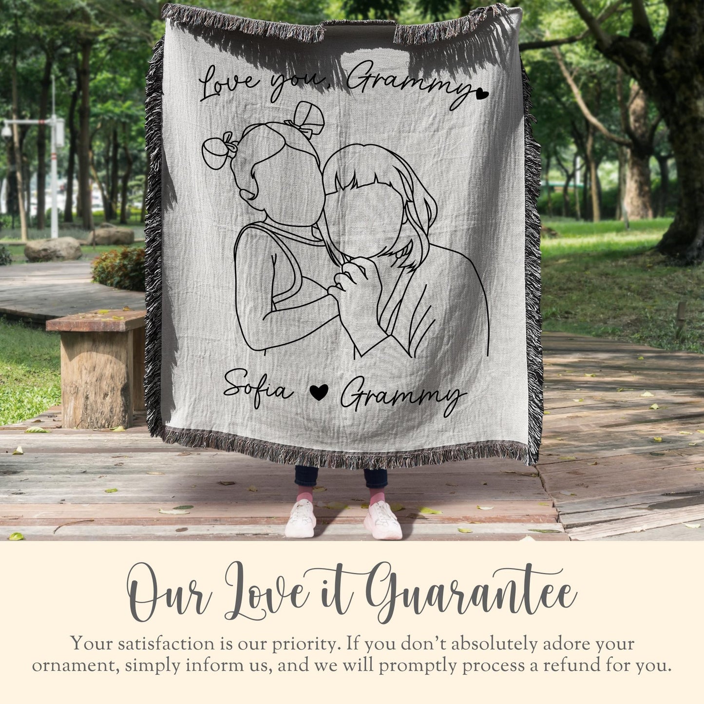 Personalized Grammy Line Art Portrait Woven Blanket Gift for Grammy Drawing Woven Throw Mothers Day Gift Grammy Faceless Keepsake Blanket