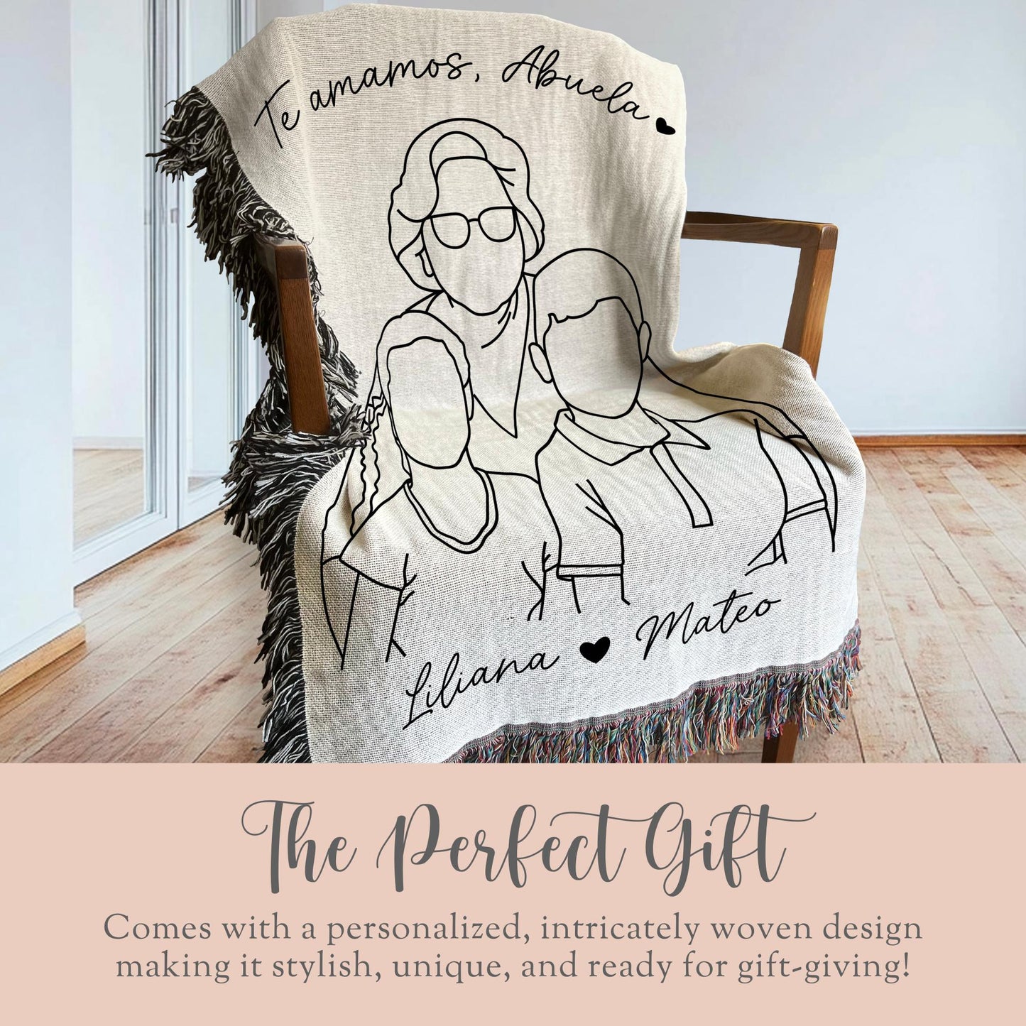 Gift for Abuela Line Drawing Woven Throw
Abuela Birthday Gift