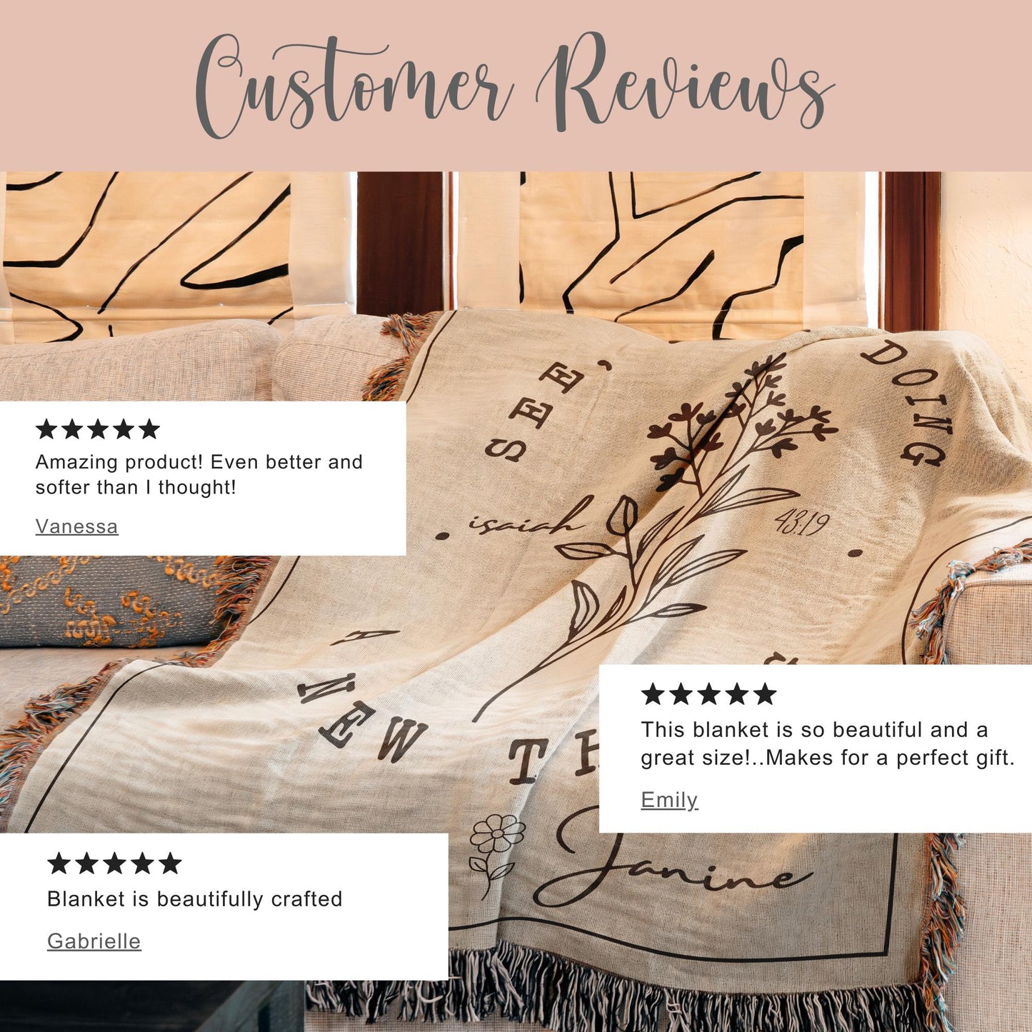 Personalized Bible Verse Woven Blanket Gift For Christian Tapestry Baptism Gift Scripture Throw Blanket For Christian Prayer Blanket Gift