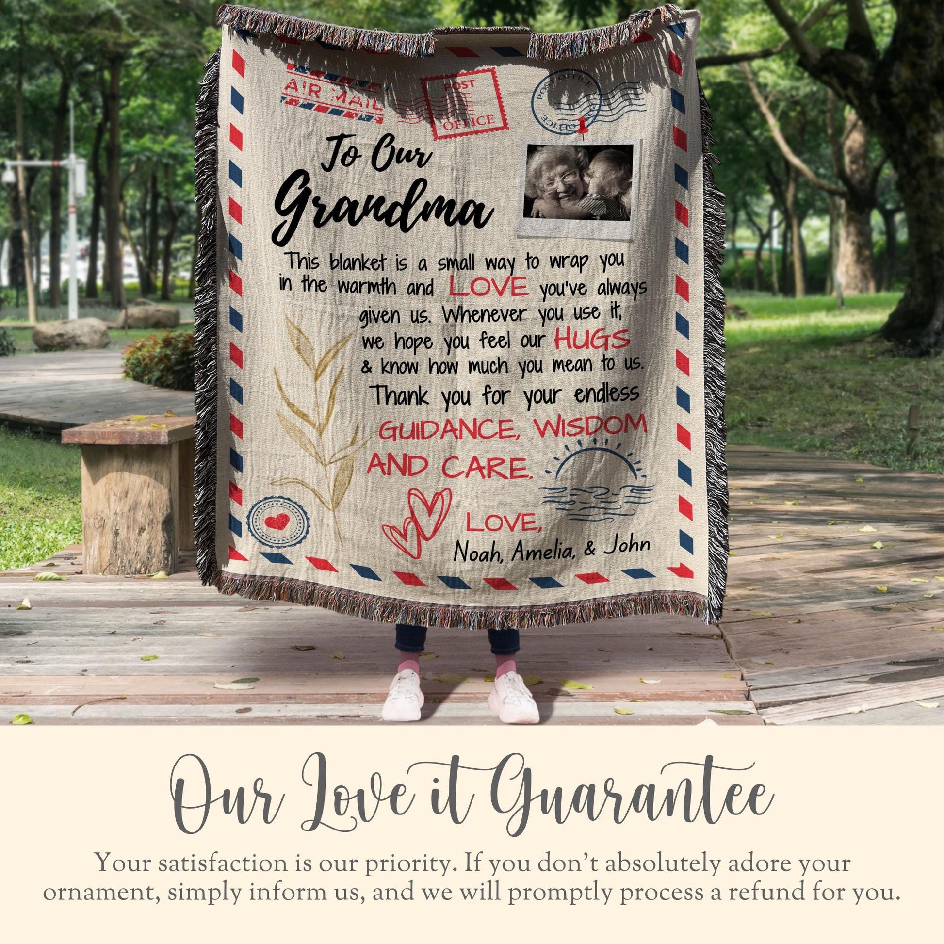 Personalized Grandma Letter Woven Blanket Gift For Grandma Tapestry Mothers Day Gift Grandmother Keepsake Blanket Christmas Gift Grandkid
