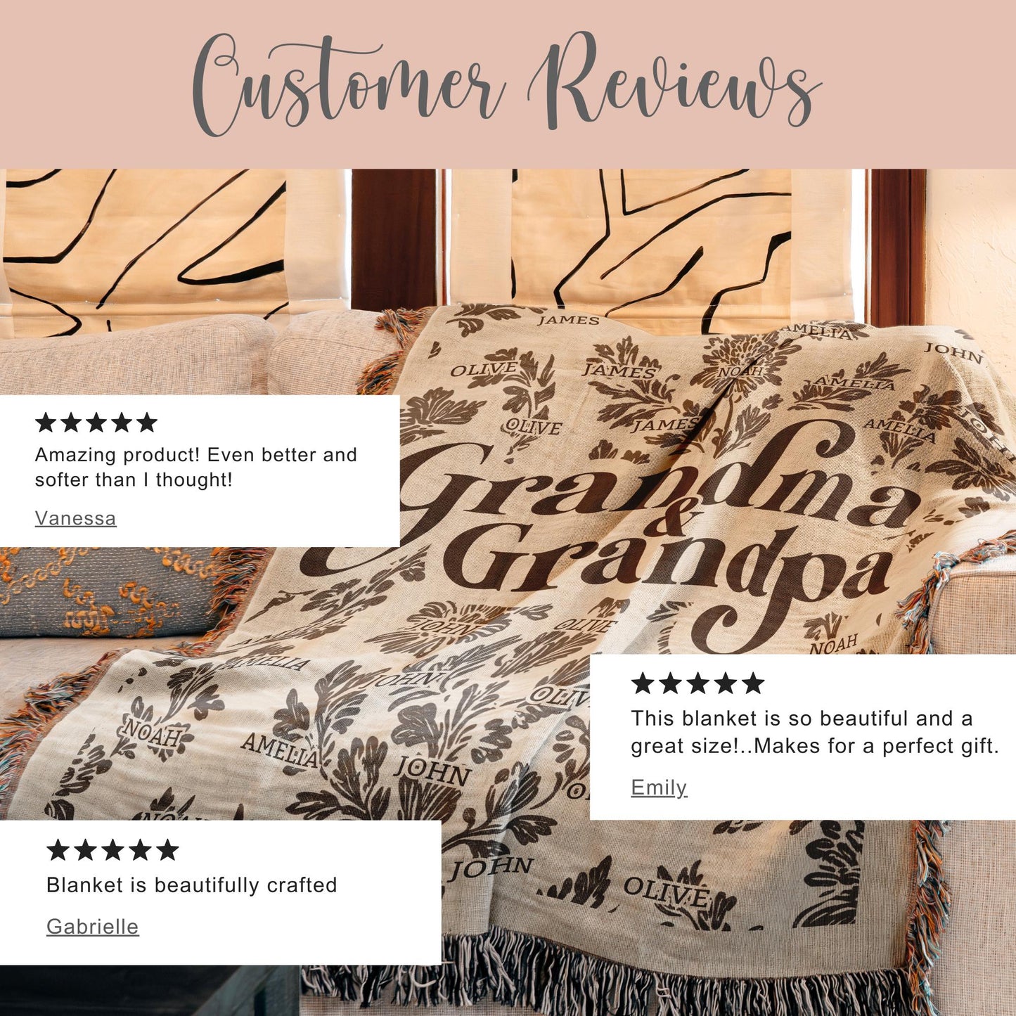Personalized Grandma And Grandpa Woven Blanket Gift For Grandparents Tapestry Grandparents Day Gift Grandparents Throw Gift From Grandkids