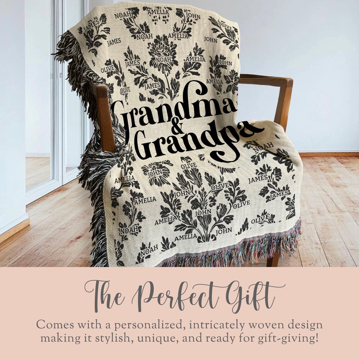 Personalized Grandma And Grandpa Woven Blanket Gift For Grandparents Tapestry Grandparents Day Gift Grandparents Throw Gift From Grandkids