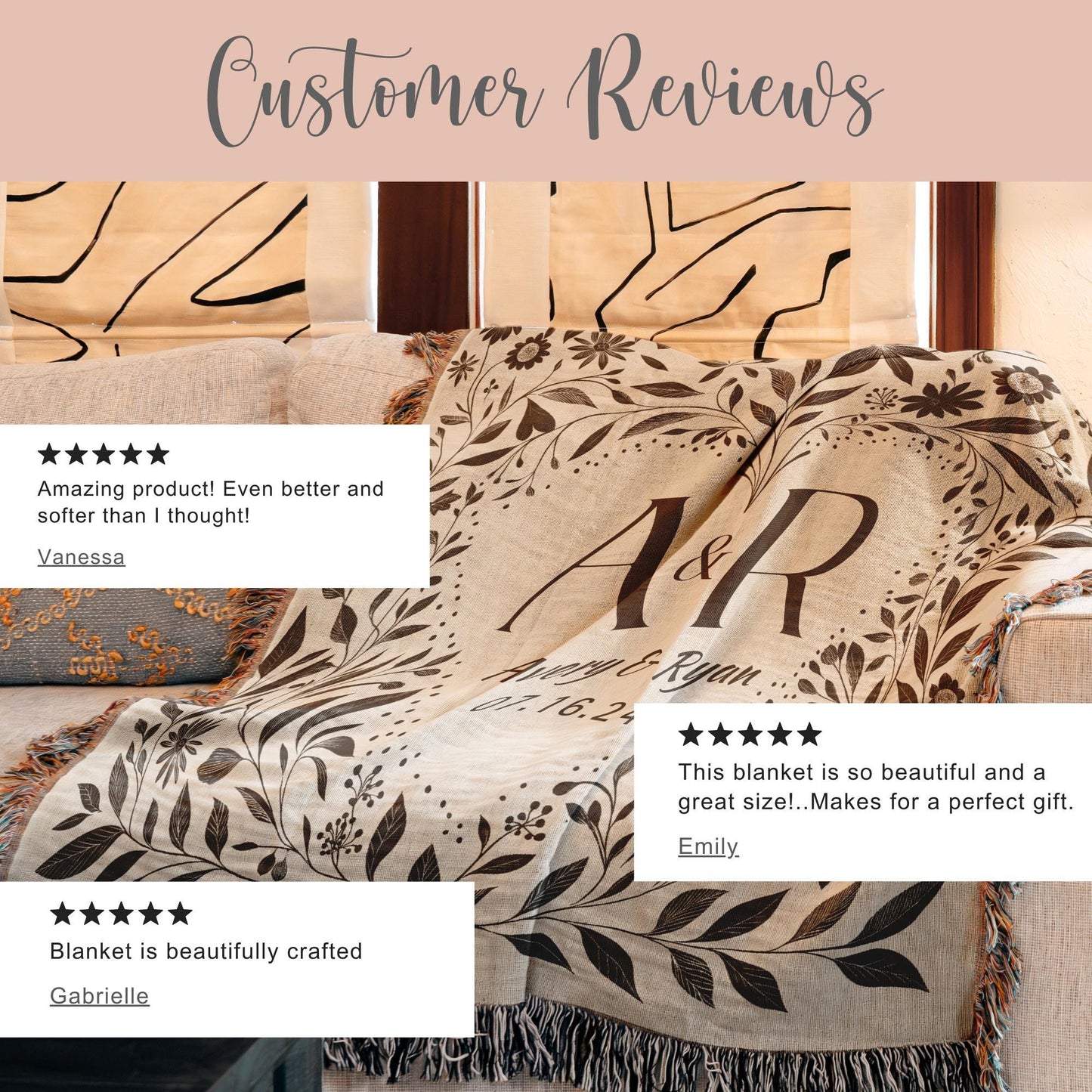 Personalized Wedding Woven Blanket Gift For Couple Tapestry Wedding Gift Couple Woven Throw Newlywed Woven Blanket Wedding Anniversary Gift