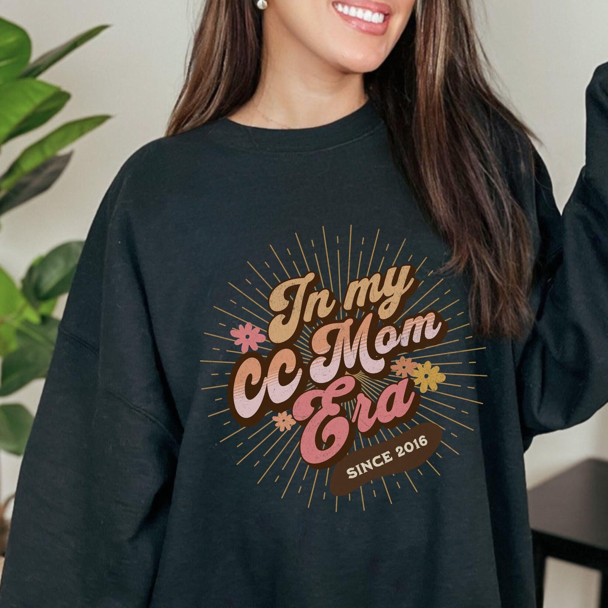 Personalized In My CC Mom Era Retro Mama Sweater Home Schooling Custom Groovy Birthday Homeschool Mom Shirt Thanksgiving Presents for Mom