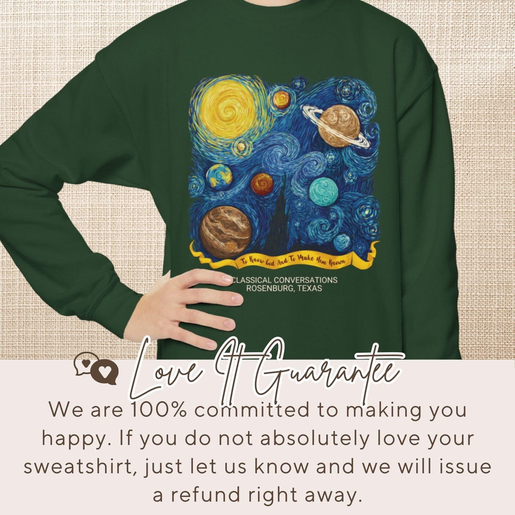 Van Gogh CC Cycle 2 Youth Sweater Personalized Classical Conversations Youth Sweatshirt Homeschool Sweater Custom Crewneck Gift for Student