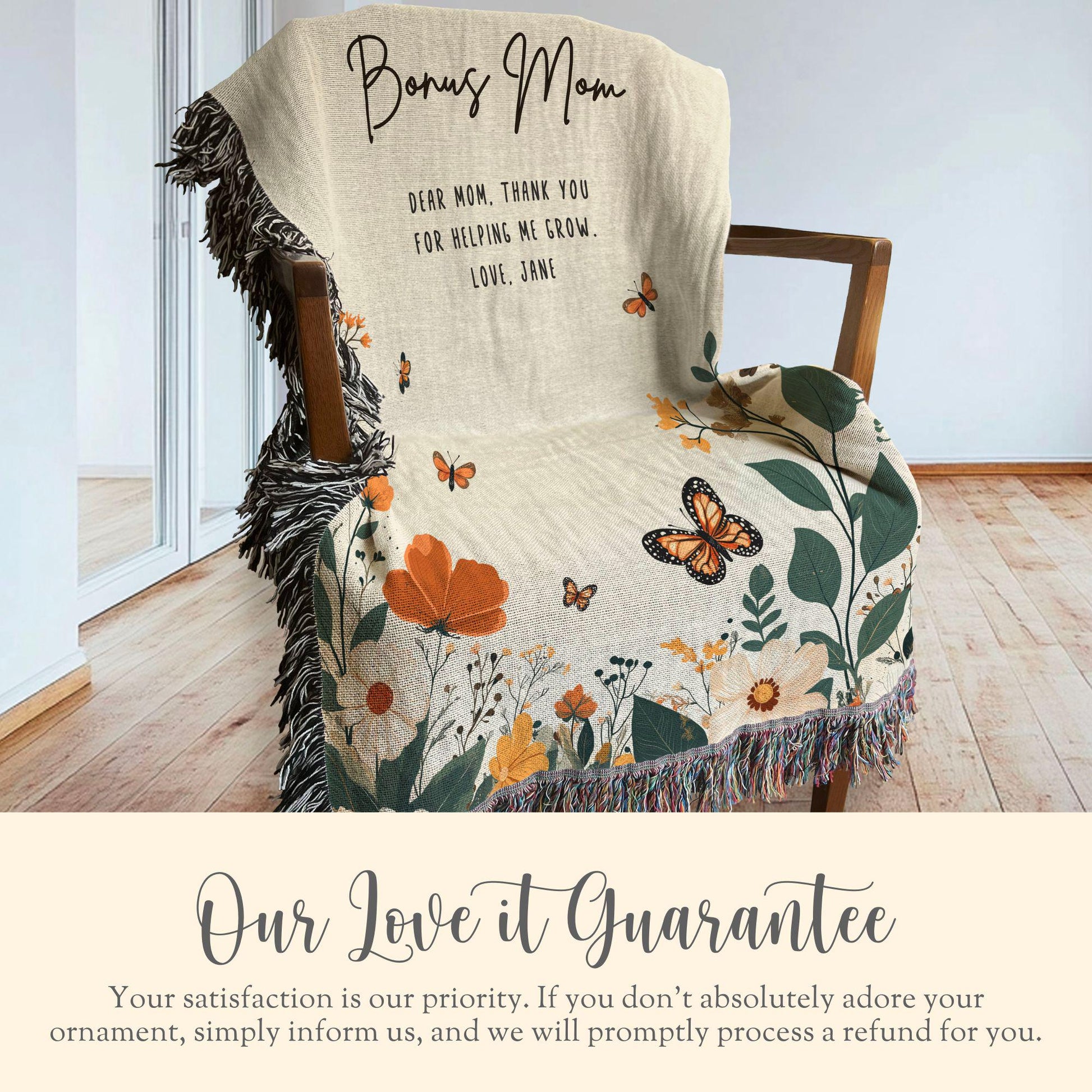 Personalized Bonus Mom Woven Blanket Gift For Bonus Mom Tapestry Mothers Day Gift Stepmom Woven Throw Christmas Gift From Bonus Daughter