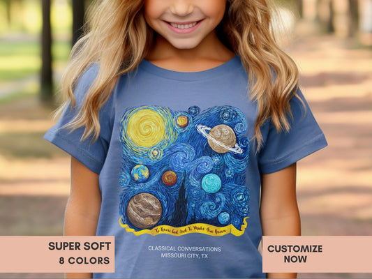 Van Gogh CC Cycle 2 Youth Shirt Personalized Classical Conversations Tshirt Homeschool Tee Custom T Shirt CC Youth T-shirt Gift For CC Youth
