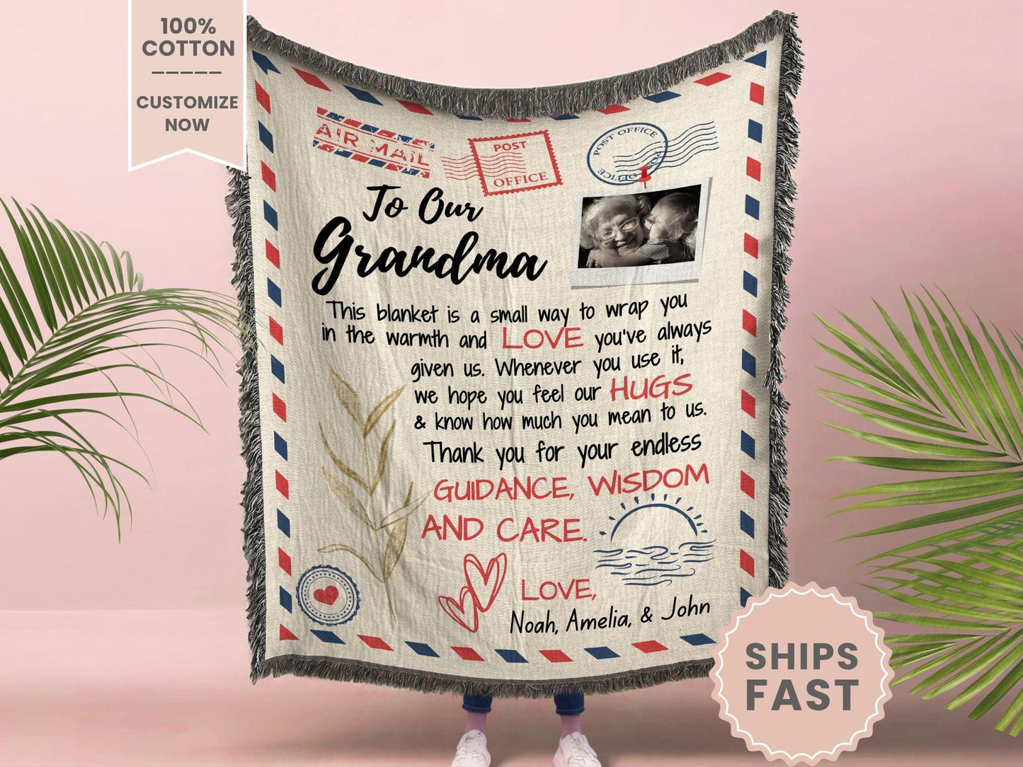 Grandma Letter Woven Blanket Gift For Grandma Tapestry Mothers Day Gift Grandmother Keepsake Blanket Christmas Gift