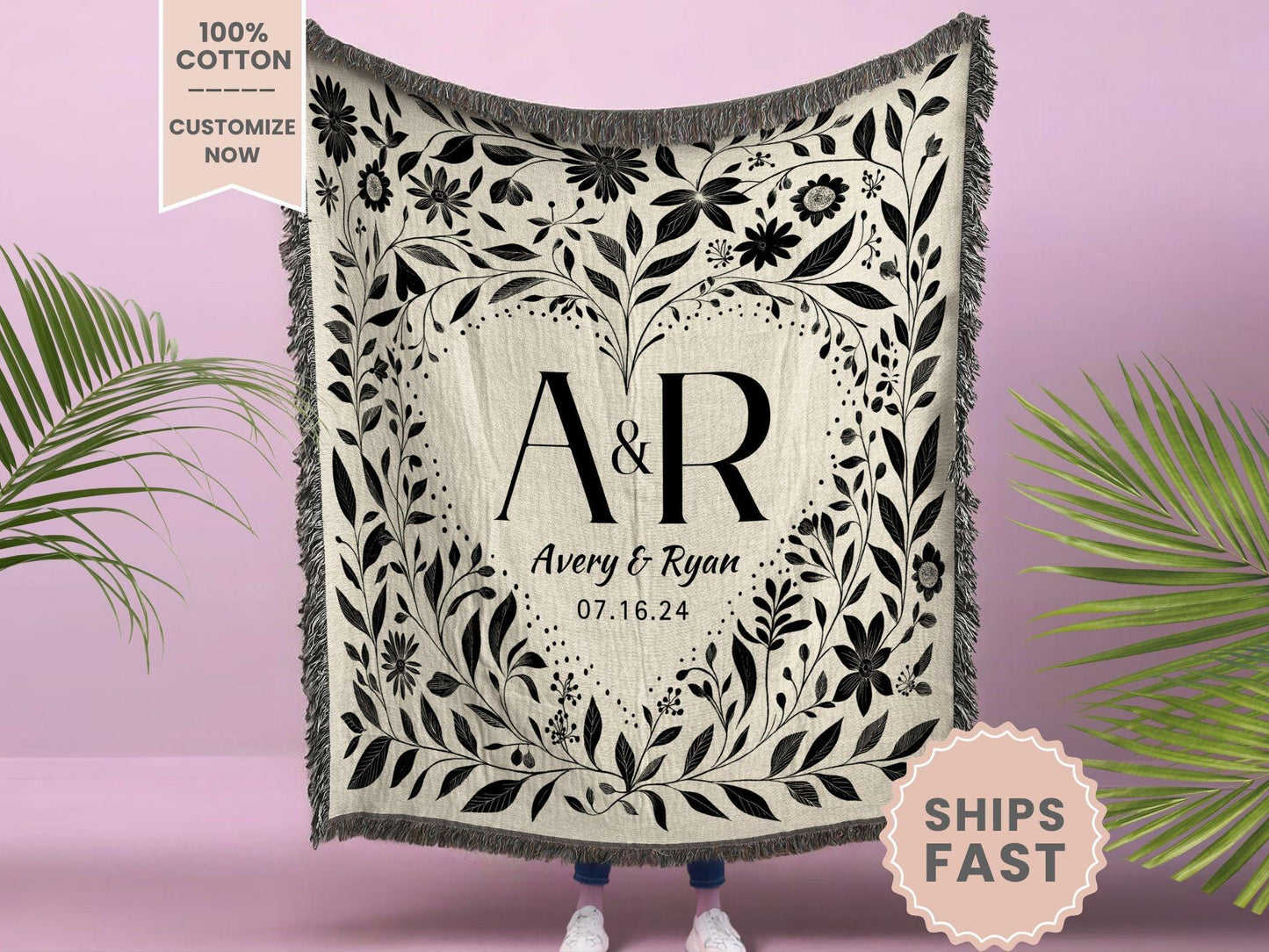 Gift For Couple Tapestry Wedding Gift Couple Woven Throw Newlywed Woven Blanket Wedding Anniversary Gift