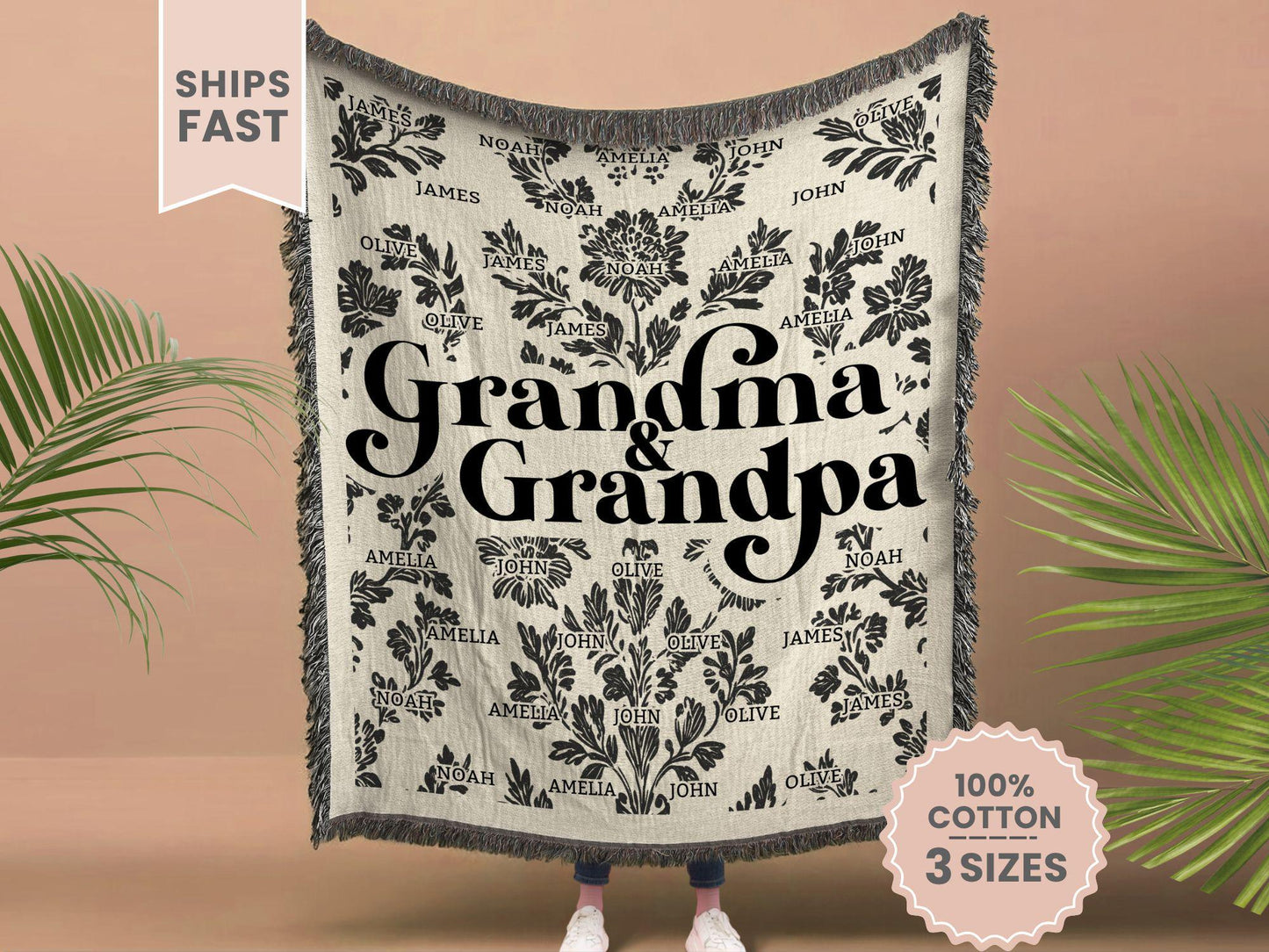 Grandma And Grandpa Woven Blanket Gift For Grandparents Tapestry Grandparents Day Gift Grandparents Throw Gift From Grandkids