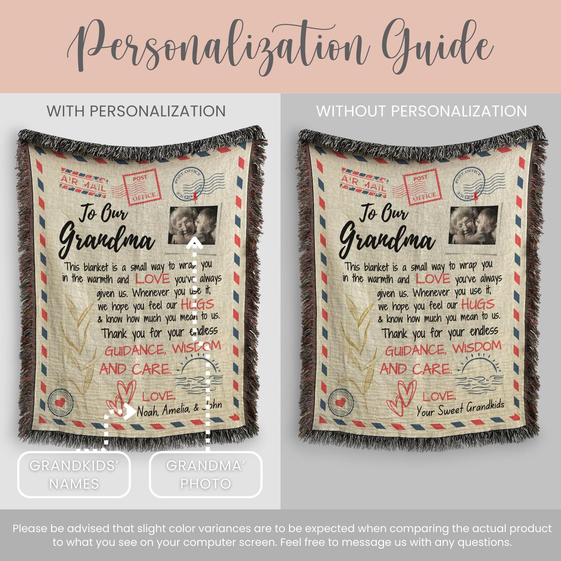 Personalized Grandma Letter Woven Blanket Gift For Grandma Tapestry Mothers Day Gift Grandmother Keepsake Blanket Christmas Gift Grandkid