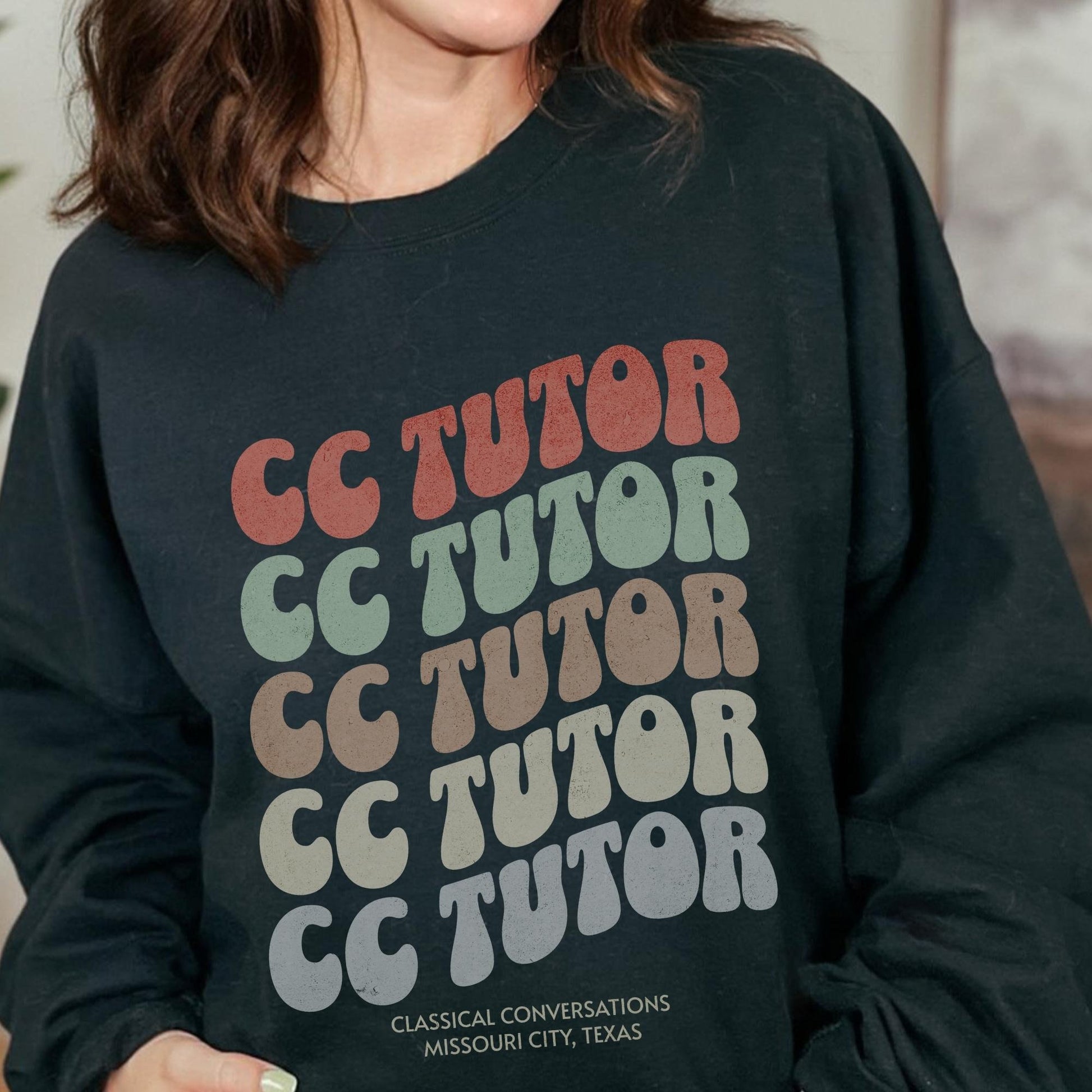 Classical Conversations Tutor Sweatshirt Personalized Homeschool Mom Sweater CC Tutor Gift CC Foundations Tutor Crewneck Pullover Wavy Retro