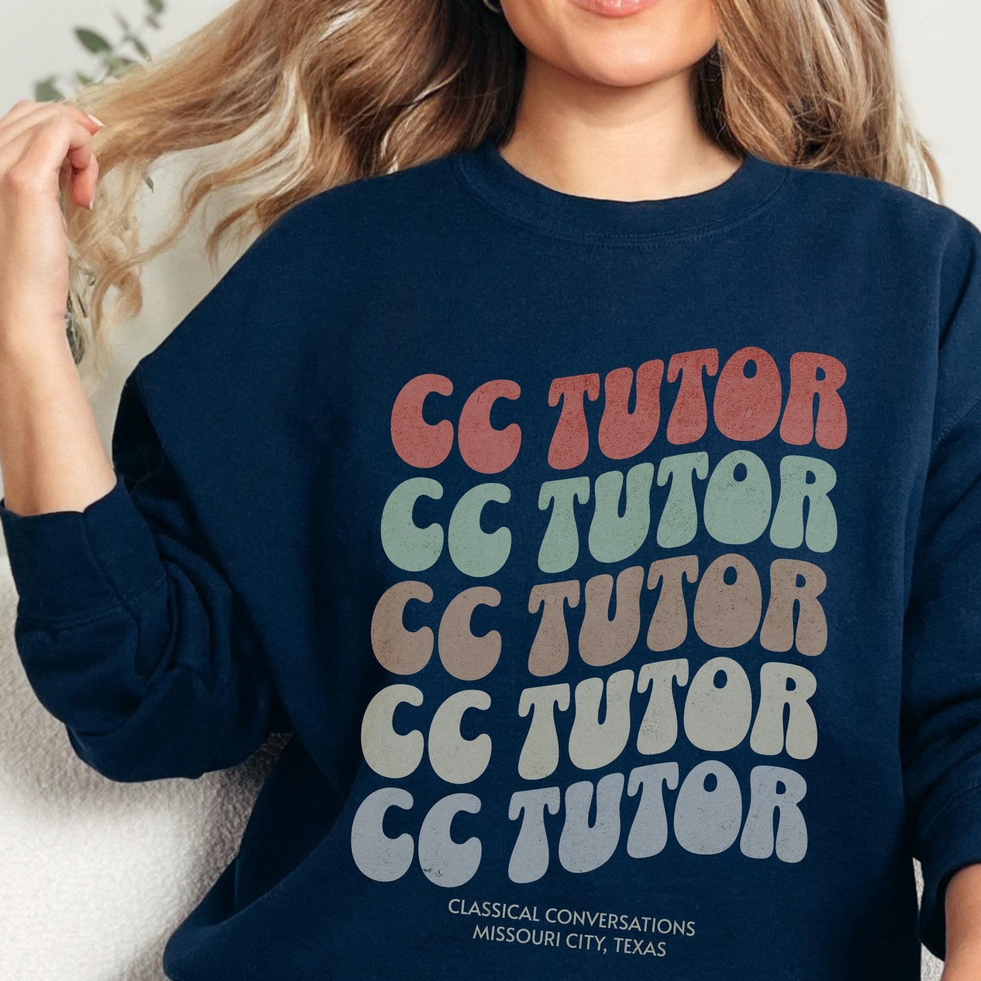 Classical Conversations Tutor Sweatshirt Personalized Homeschool Mom Sweater CC Tutor Gift CC Foundations Tutor Crewneck Pullover Wavy Retro