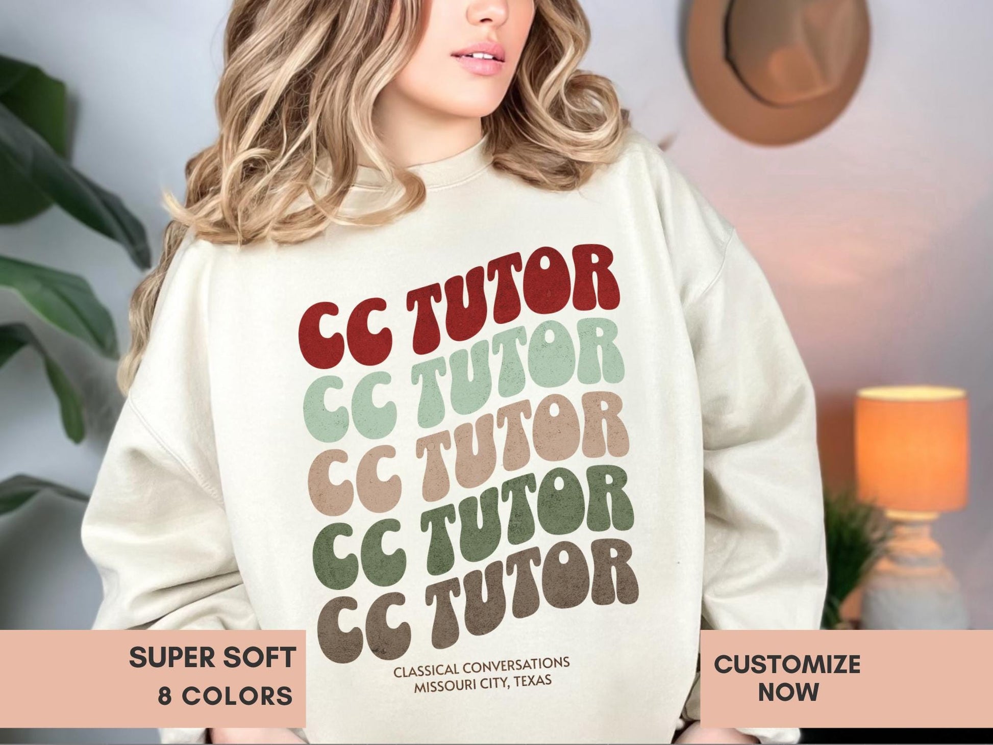 Classical Conversations Tutor Sweatshirt Personalized Homeschool Mom Sweater CC Tutor Gift CC Foundations Tutor Crewneck Pullover Wavy Retro