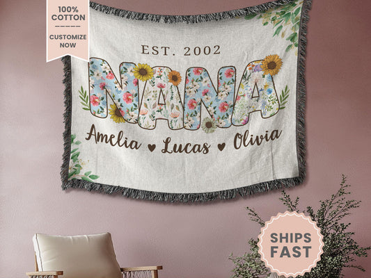 Personalized Nana Woven Blanket Gift For Nana Tapestry Nana Mothers Day Gift Nana Keepsake Blanket Grandma Woven Throw Nana Christmas Gift
