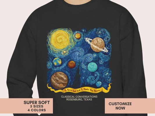 Van Gogh CC Cycle 2 Youth Sweater Personalized Classical Conversations Youth Sweatshirt Homeschool Sweater Custom Crewneck Gift for Student