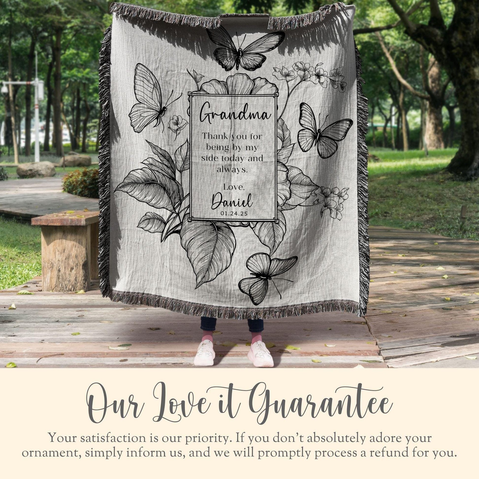 Personalized Grandma of the Groom Woven Blanket Gift for Groom Grandma Tapestry Wedding Day Gift Grandmother Keepsake Blanket From Bride