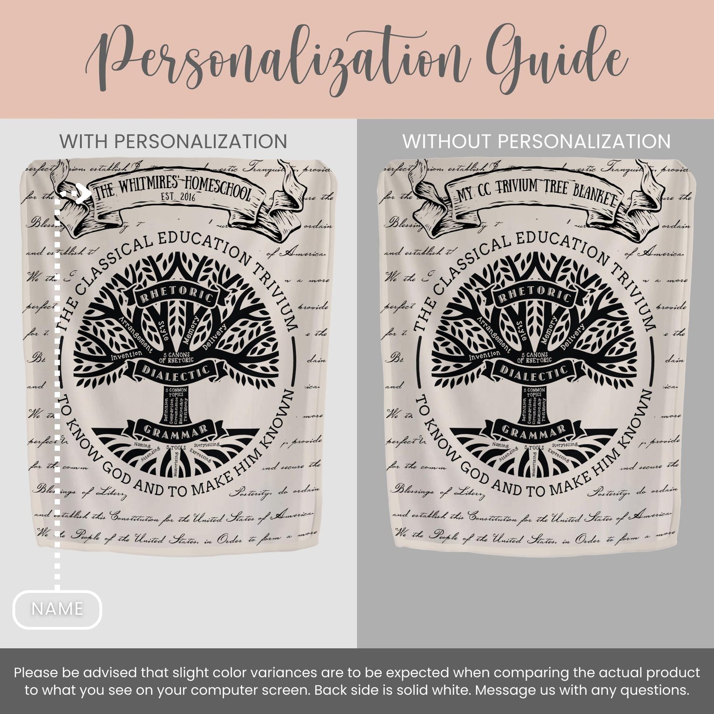 Personalized CC Trivium Tree Minky Blanket Gift For Classical Conversations Tutor Dorm Tapestry Year End Director Gift CC Student Keepsake