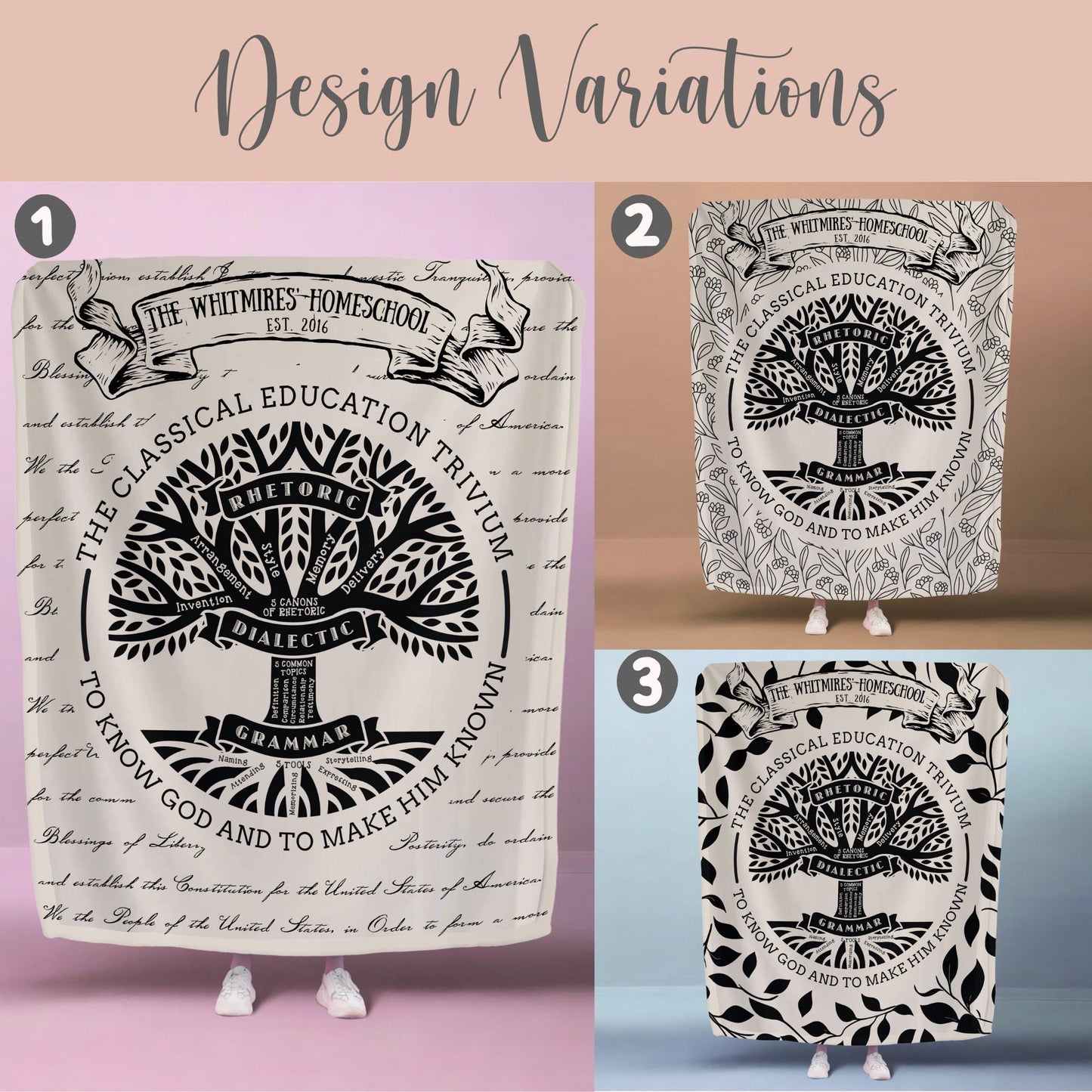 Personalized CC Trivium Tree Minky Blanket Gift For Classical Conversations Tutor Dorm Tapestry Year End Director Gift CC Student Keepsake