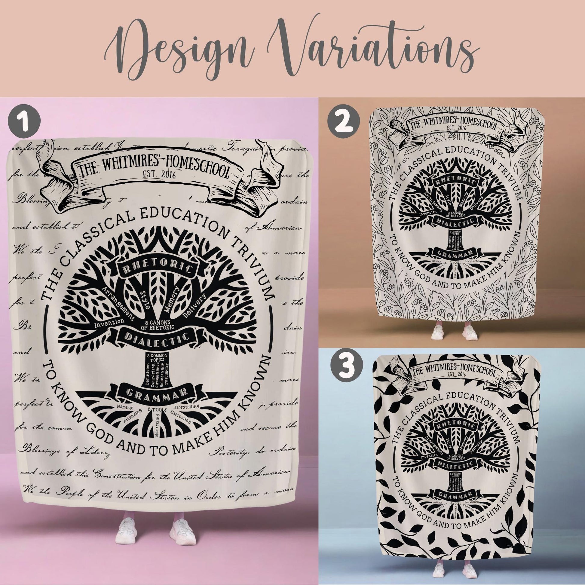 Personalized CC Trivium Tree Minky Blanket Gift For Classical Conversations Tutor Dorm Tapestry Year End Director Gift CC Student Keepsake