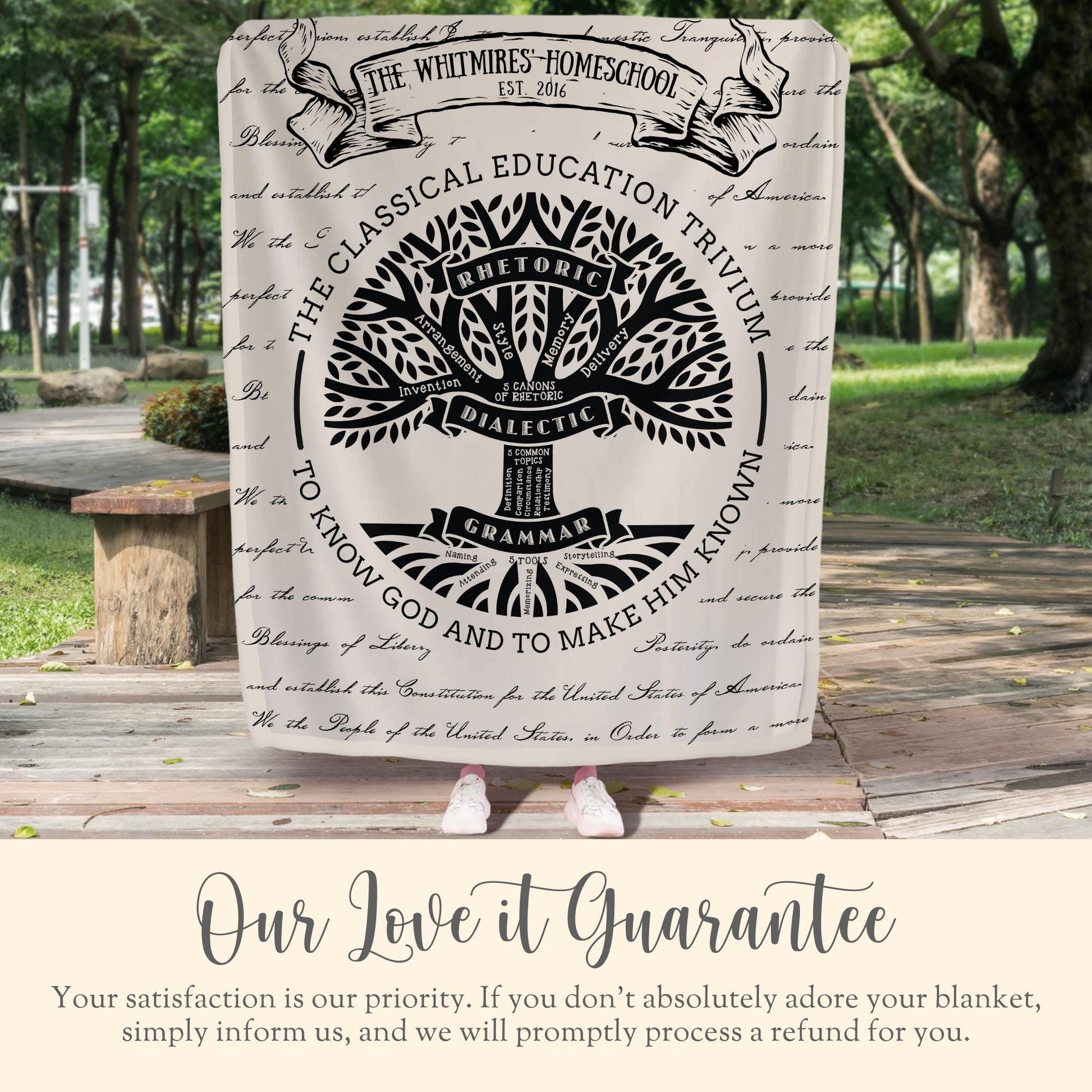 Personalized CC Trivium Tree Minky Blanket Gift For Classical Conversations Tutor Dorm Tapestry Year End Director Gift CC Student Keepsake