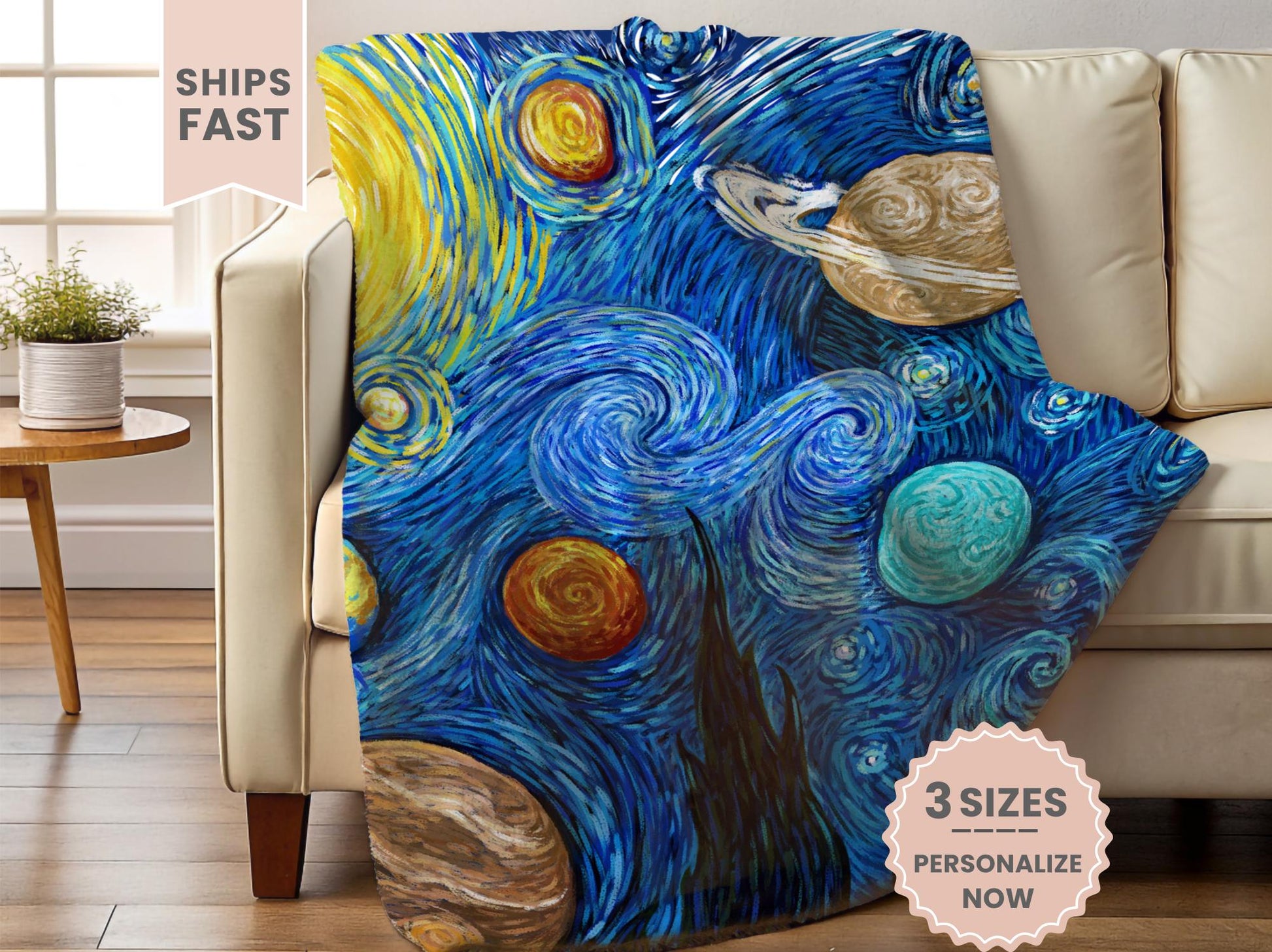 Personalized Van Gogh Minky Blanket Gift For Cycle 2 Plush Blanket