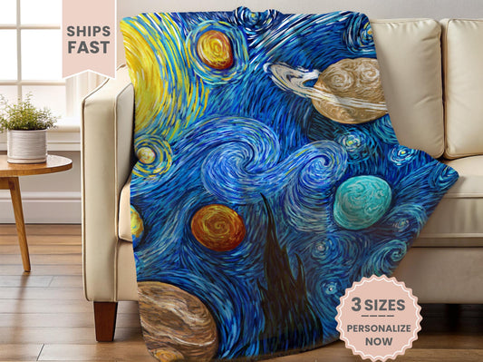 Personalized Van Gogh Minky Blanket Gift For Cycle 2 Plush Blanket