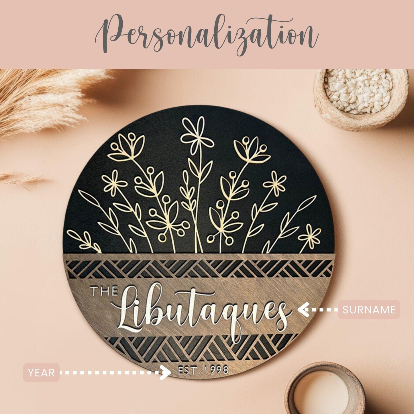 Personalized Family Name Wooden Sign Gift for Family Housewarming Gift Family Name Wooden Sign Wall Decor Couple Anniversary Gift Year Est.