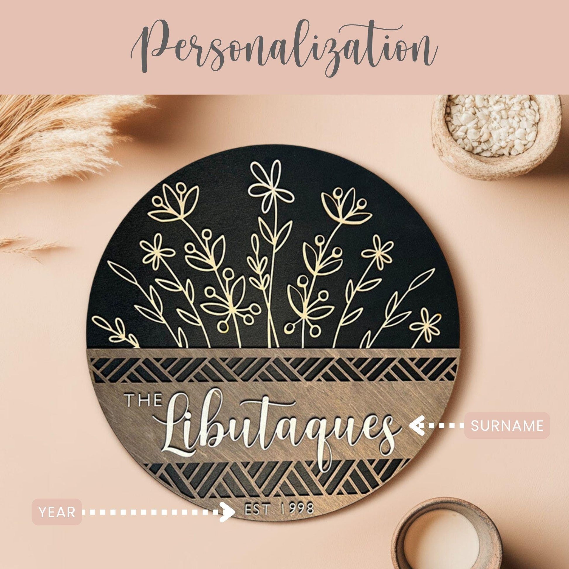 Personalized Family Name Wooden Sign Gift for Family Housewarming Gift Family Name Wooden Sign Wall Decor Couple Anniversary Gift Year Est.