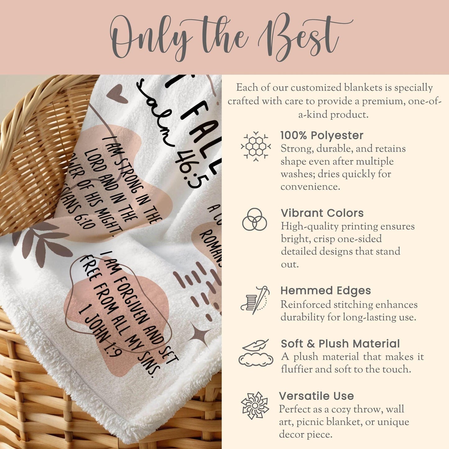 Personalized Scripture Verse Minky Blanket Gift for Christian Bible Verse Blanket Scripture Verse Fleece Blanket Scripture Verse Plush Throw