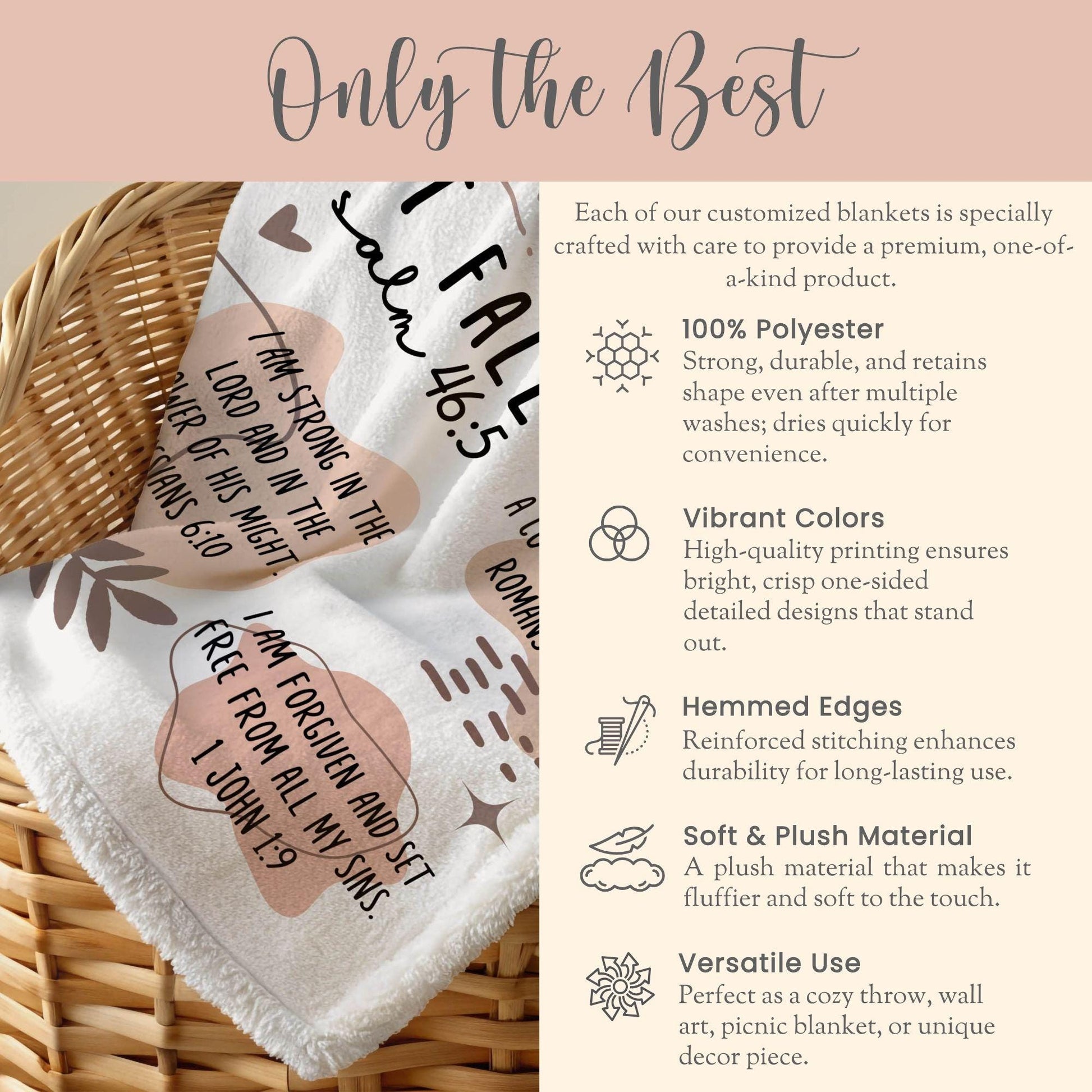 Personalized Scripture Verse Minky Blanket Gift for Christian Bible Verse Blanket Scripture Verse Fleece Blanket Scripture Verse Plush Throw