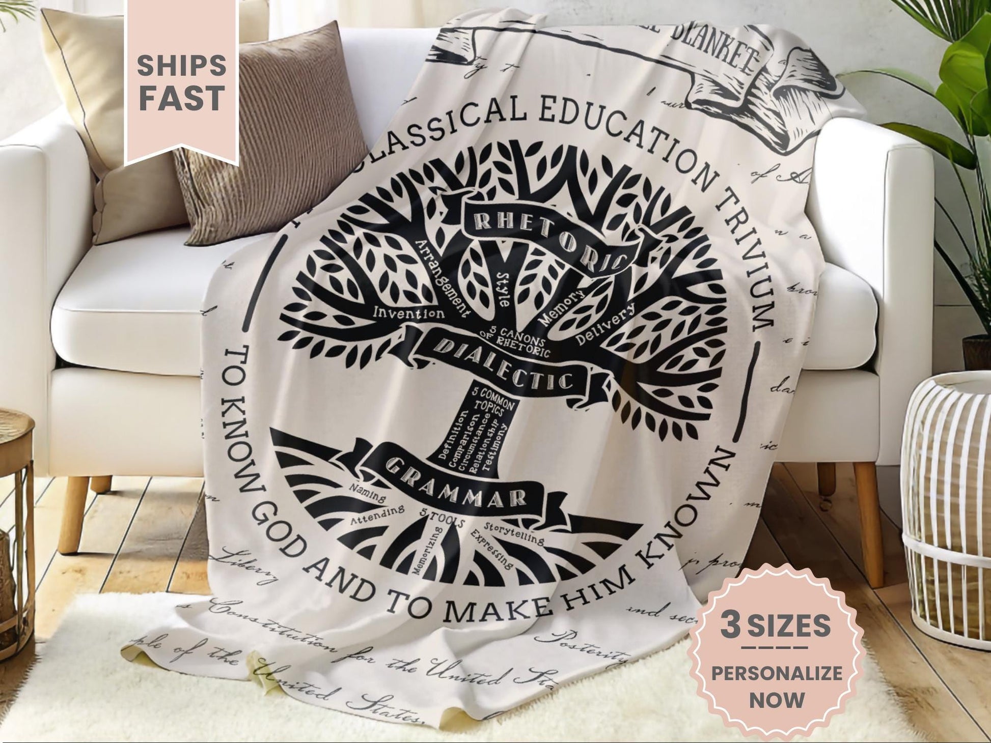 Personalized CC Trivium Tree Minky Blanket Gift For Classical Conversations Tutor