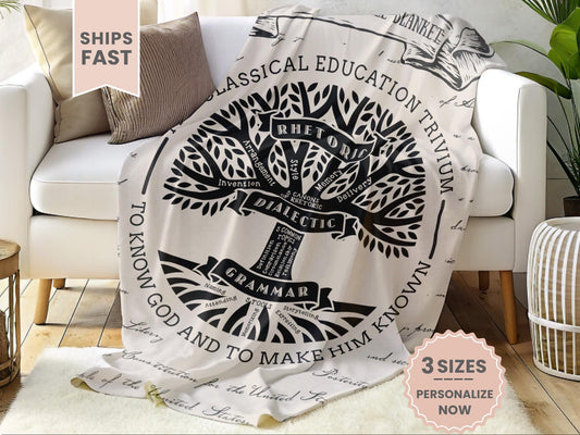 Personalized CC Trivium Tree Minky Blanket Gift For Classical Conversations Tutor