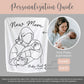 Personalized New Mom Line Art Portrait Minky Blanket Gift for New Mom Fleece Blanket Mothers Day Gift New Mama Line Drawing New Mom Faceless
